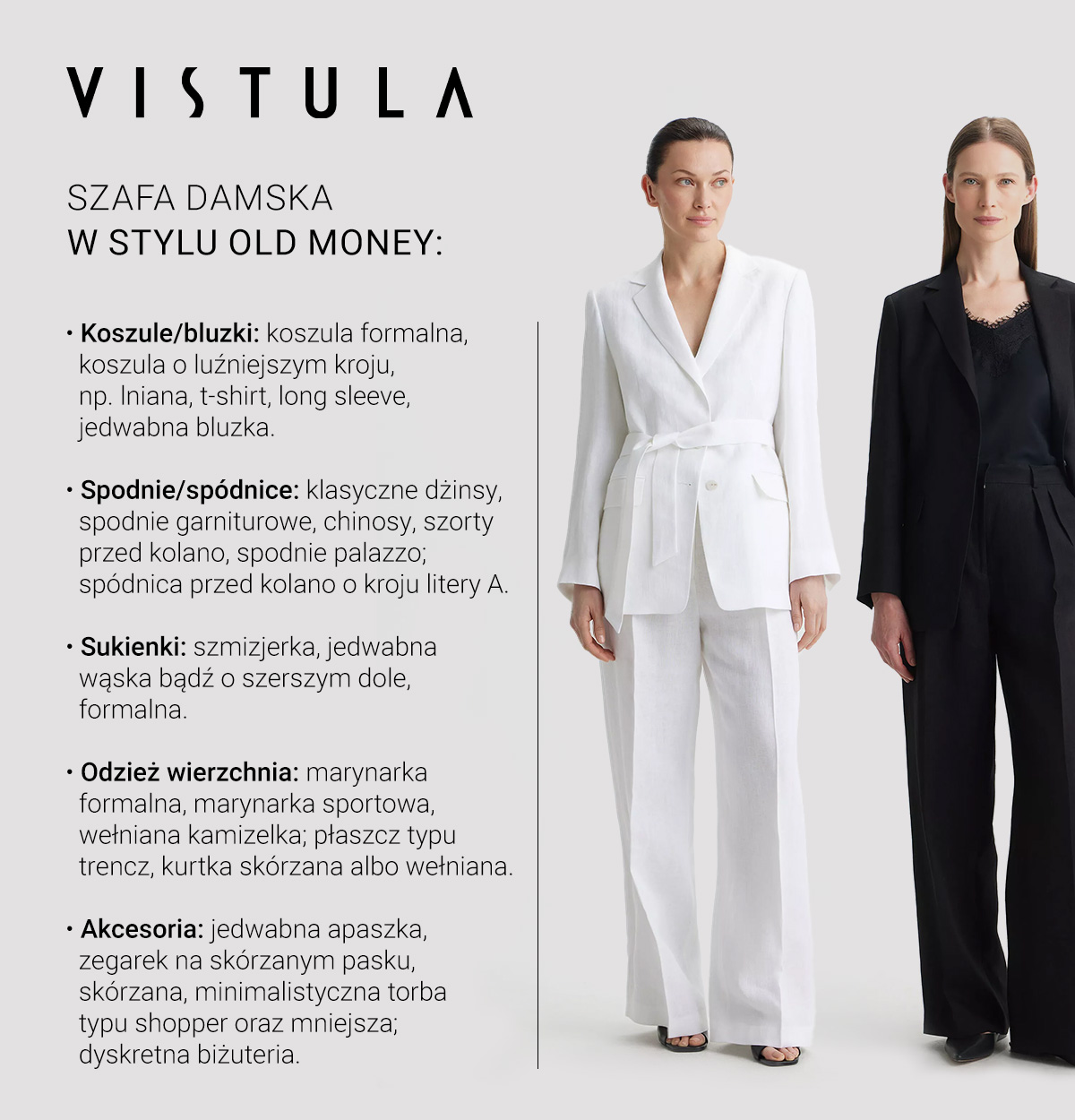Szafa damska w stylu old money. - infografika