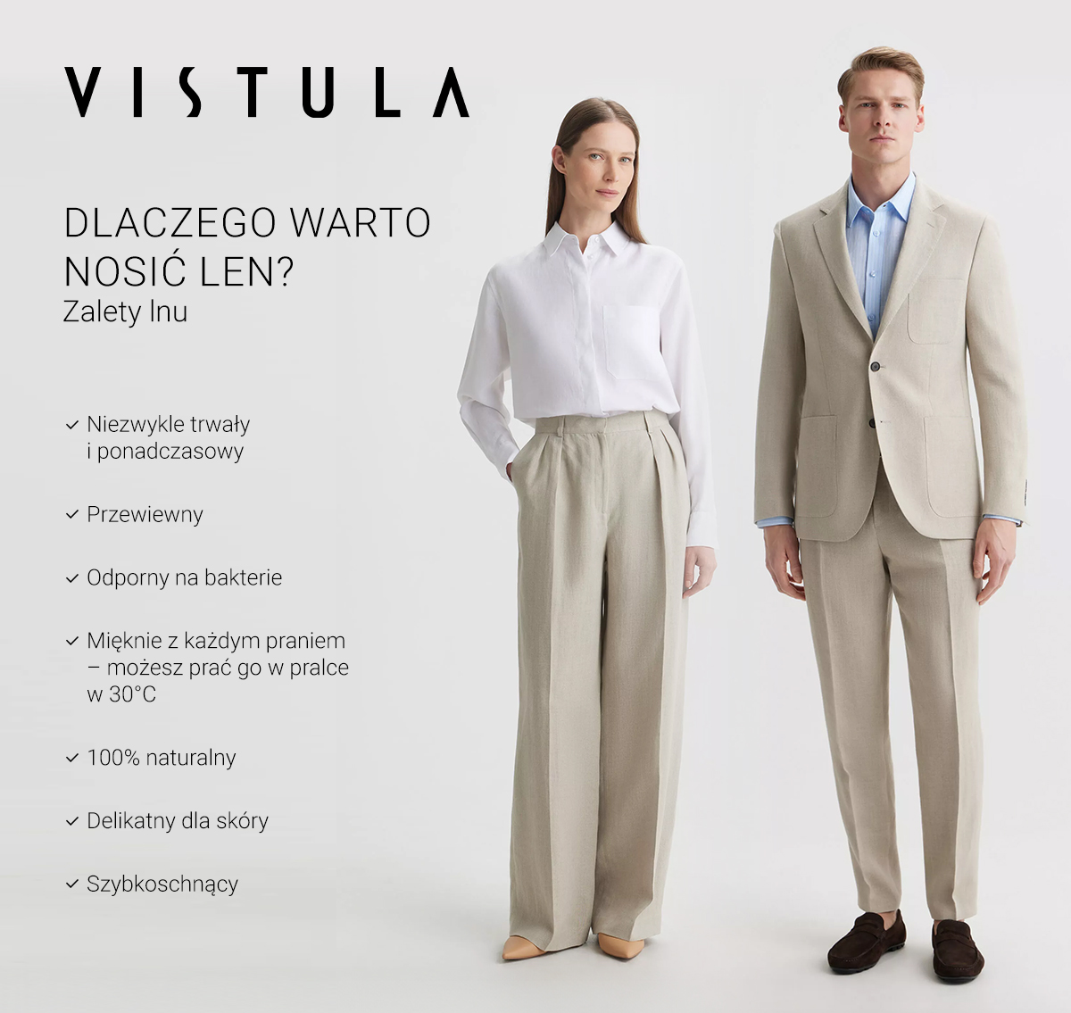 Dlaczego warto nosić len? Zalety lnu. - infografika.
