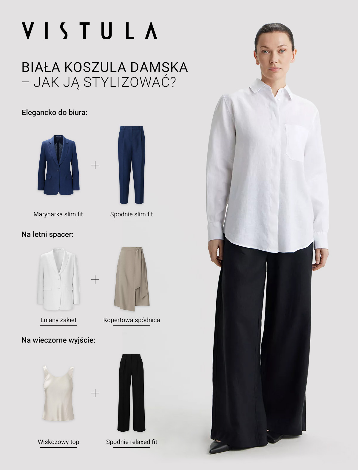 Biała koszula damska – jak ją stylizować? - infografika