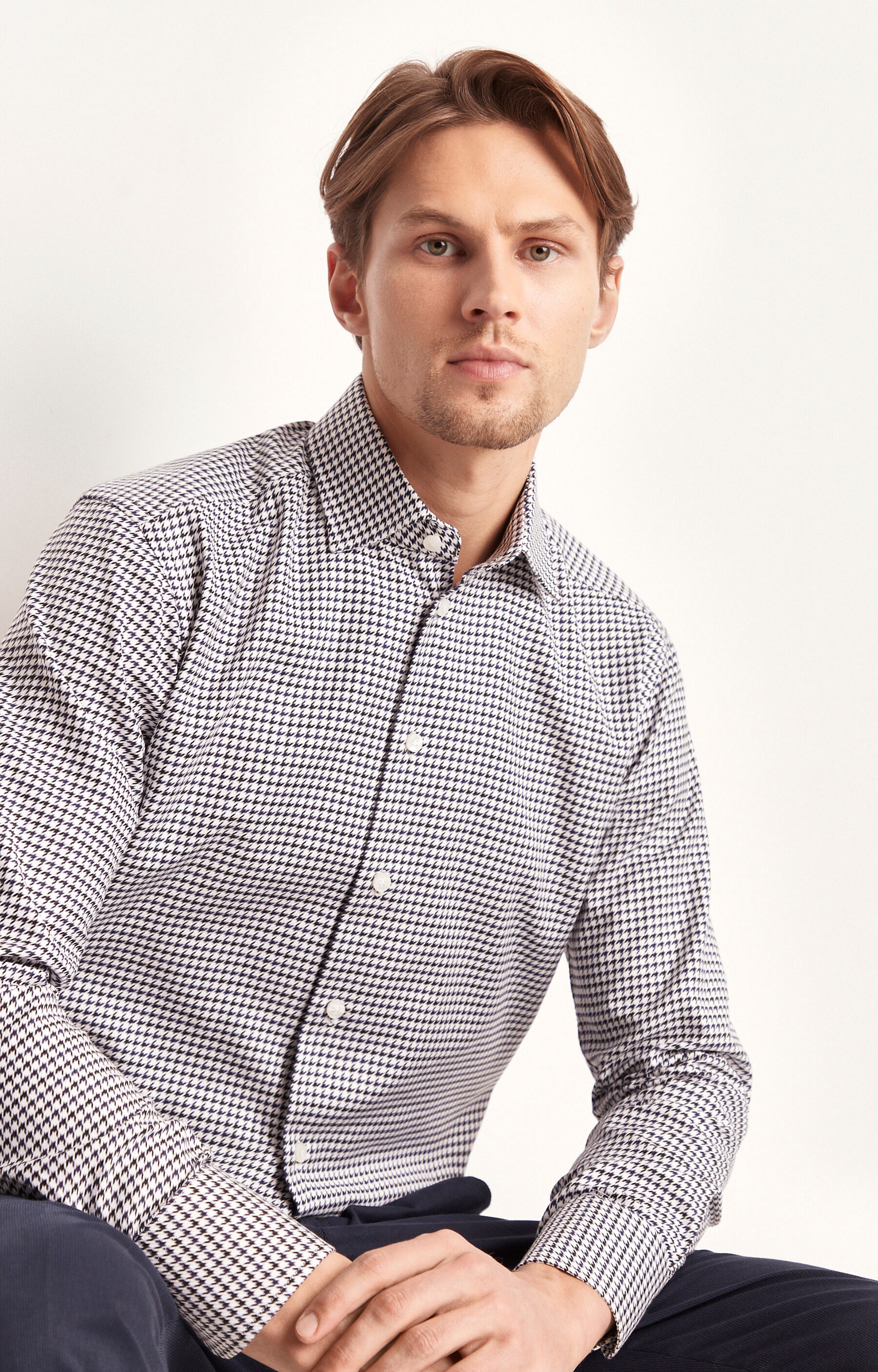 Koszula w pepitę z półwłoskim kołnierzem - 8