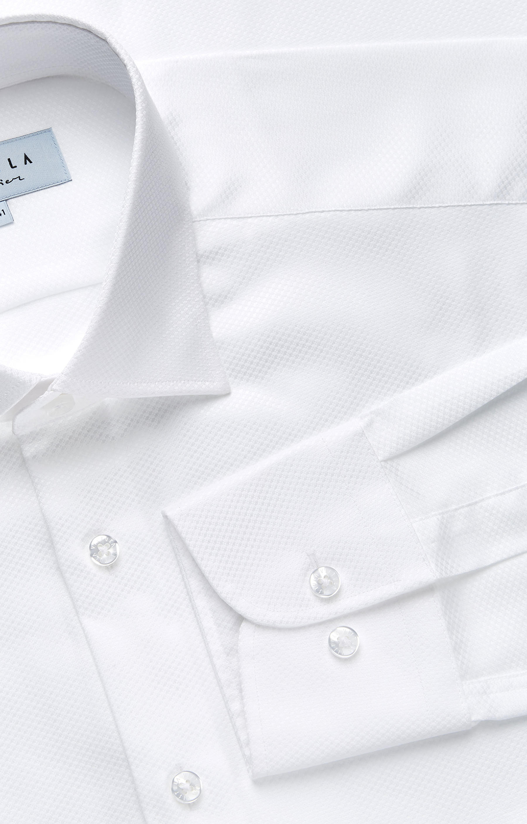 Swobodna koszula w strukturalny wzór z półwłoskim kołnierzem - 2