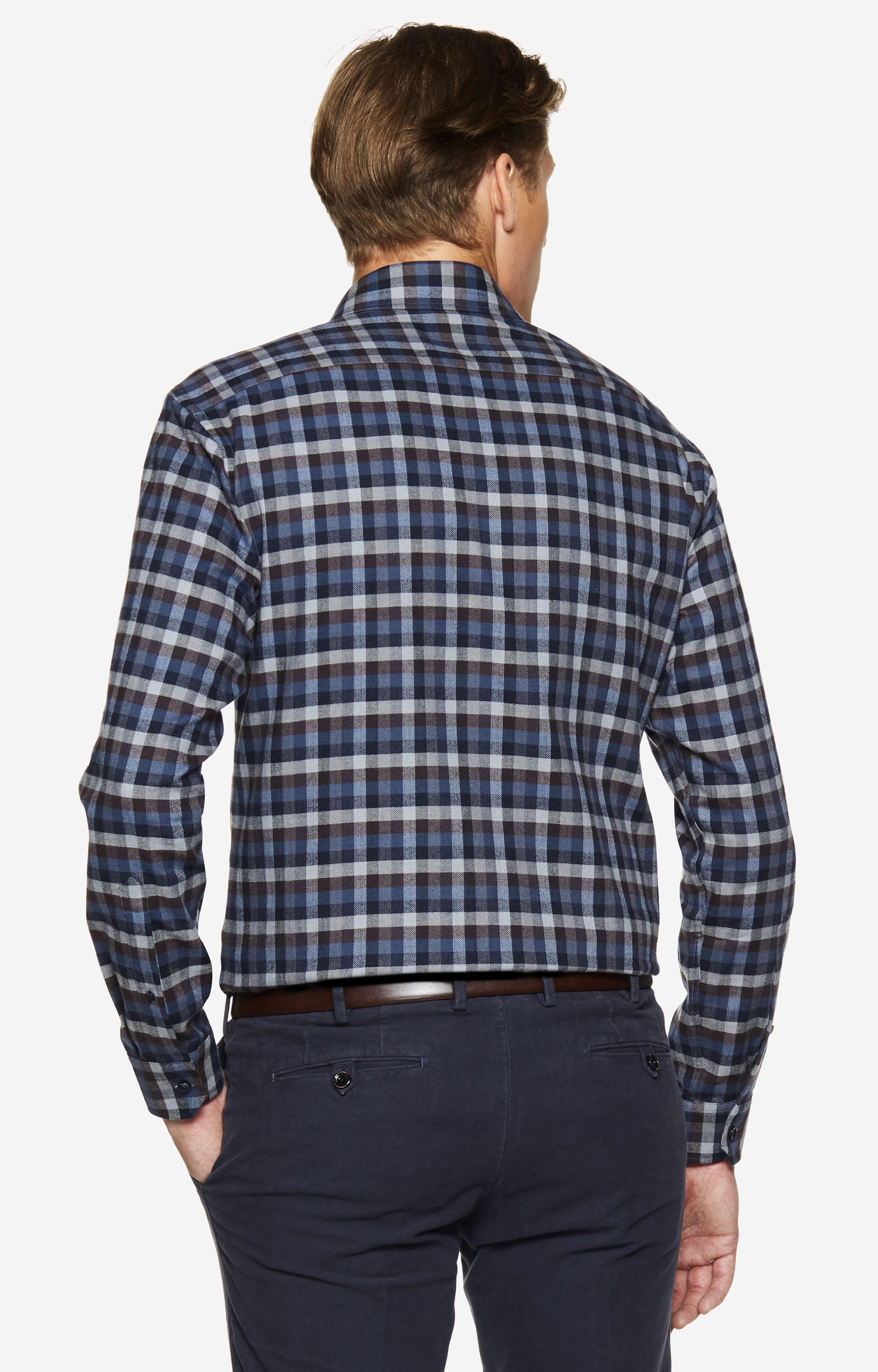 Flanelowa koszula w kratę, włoski kołnierz - 2