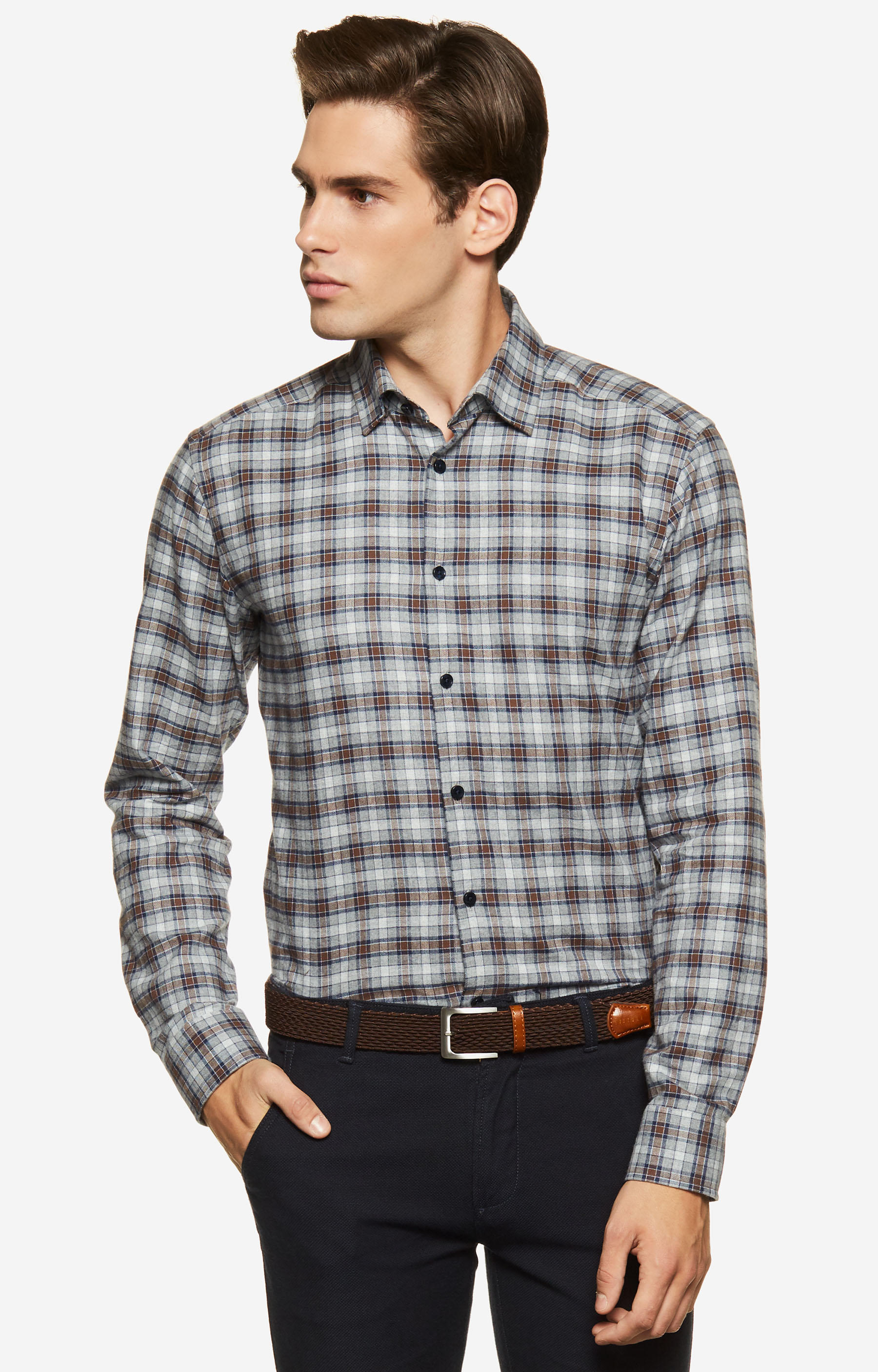 Koszula w kratę z kołnierzem button-down
