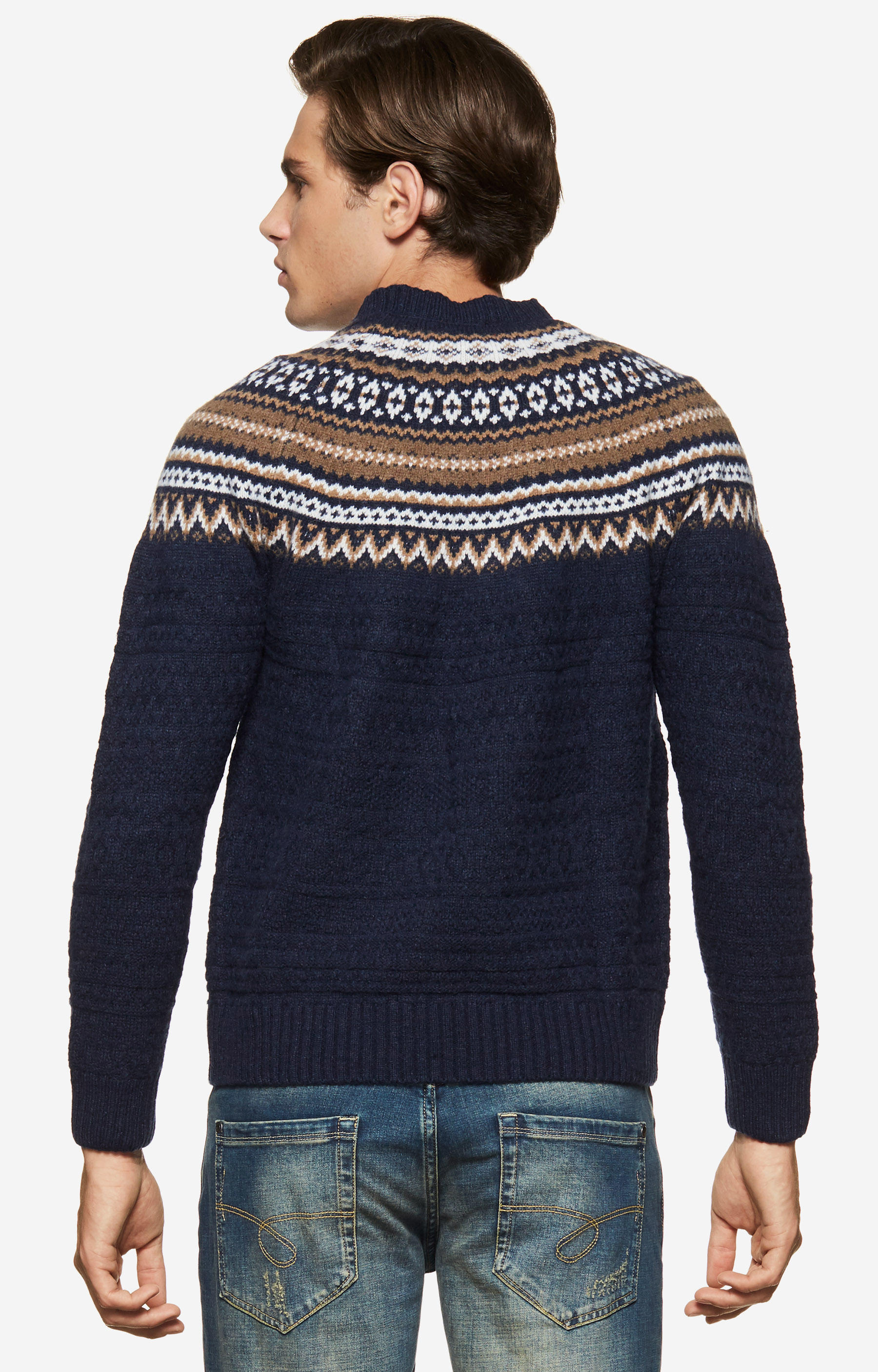 Lekki, wełniany sweter z geometrycznym motywem - 2