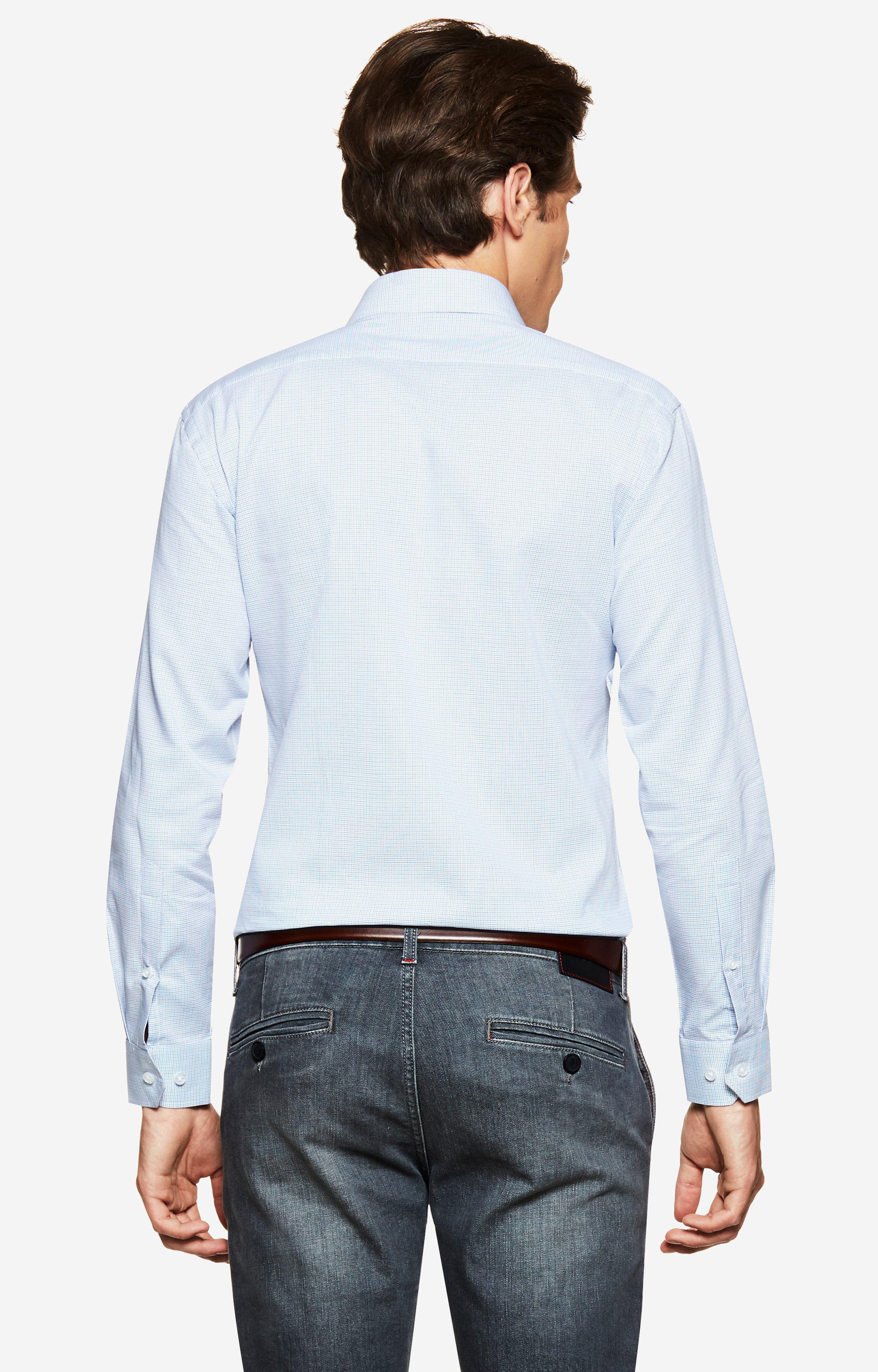 Koszula w mikrowzór z kieszonką, włoski kołnierz - 2