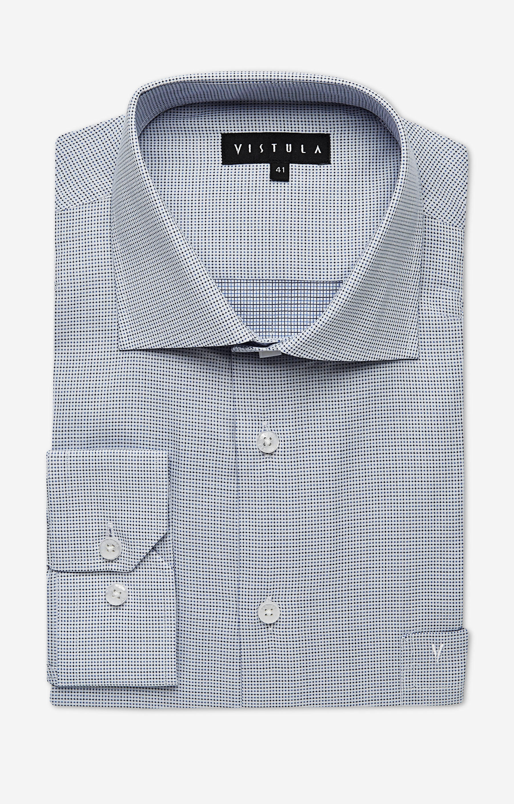 Koszula w mikrowzór z kieszonką, włoski kołnierz - 3