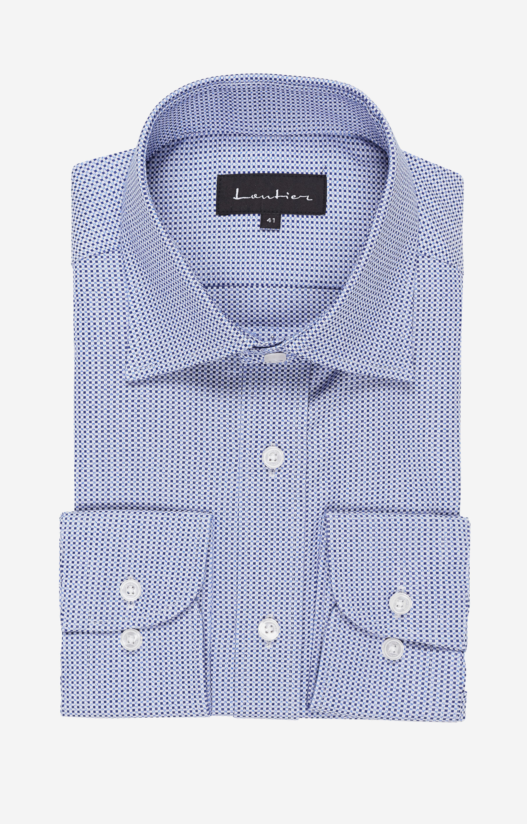 Koszula w mikrowzór z półwłoskim kołnierzem - 3