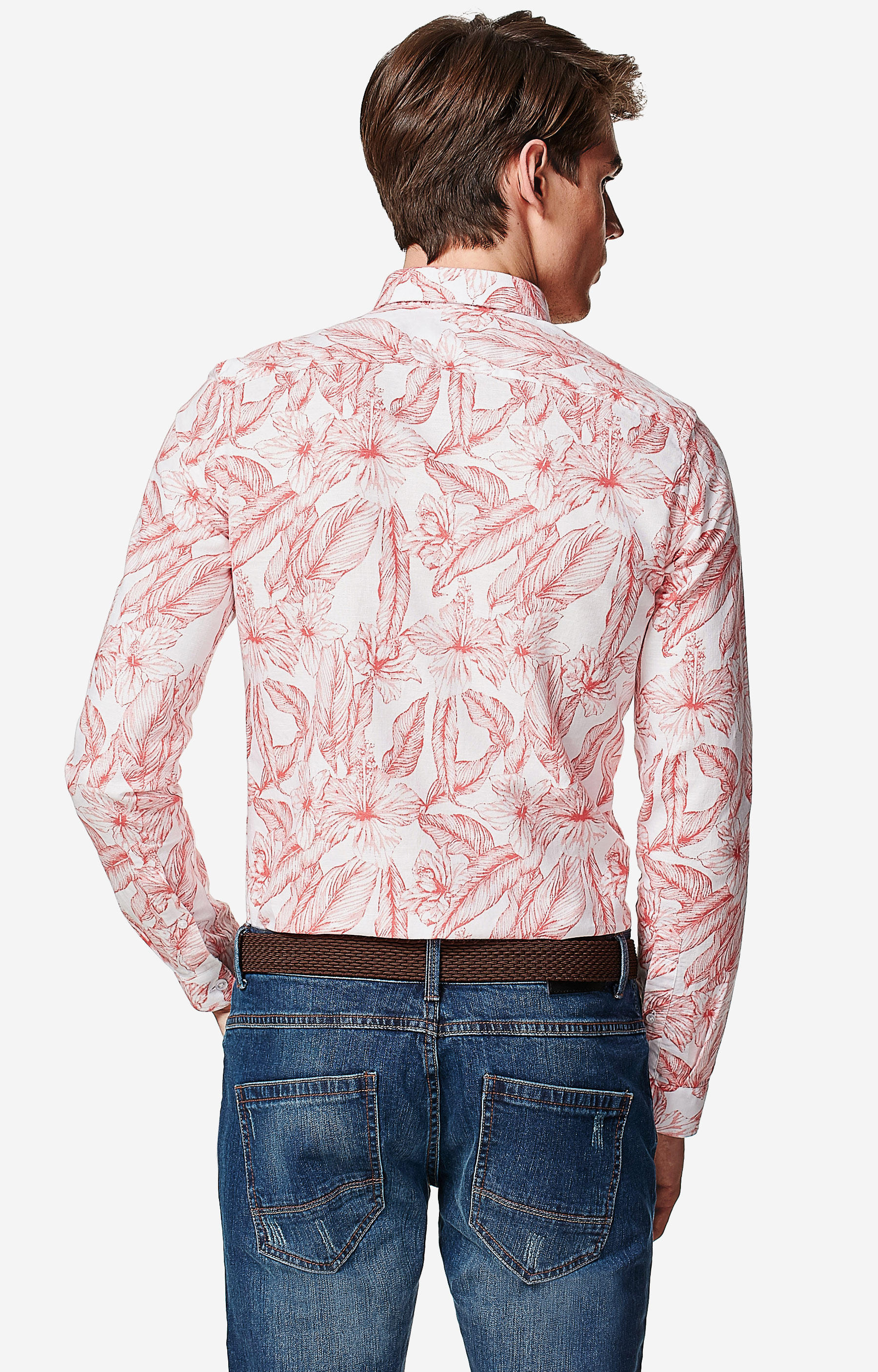 Dopasowana koszula w print, kołnierz kryte button-down - 2