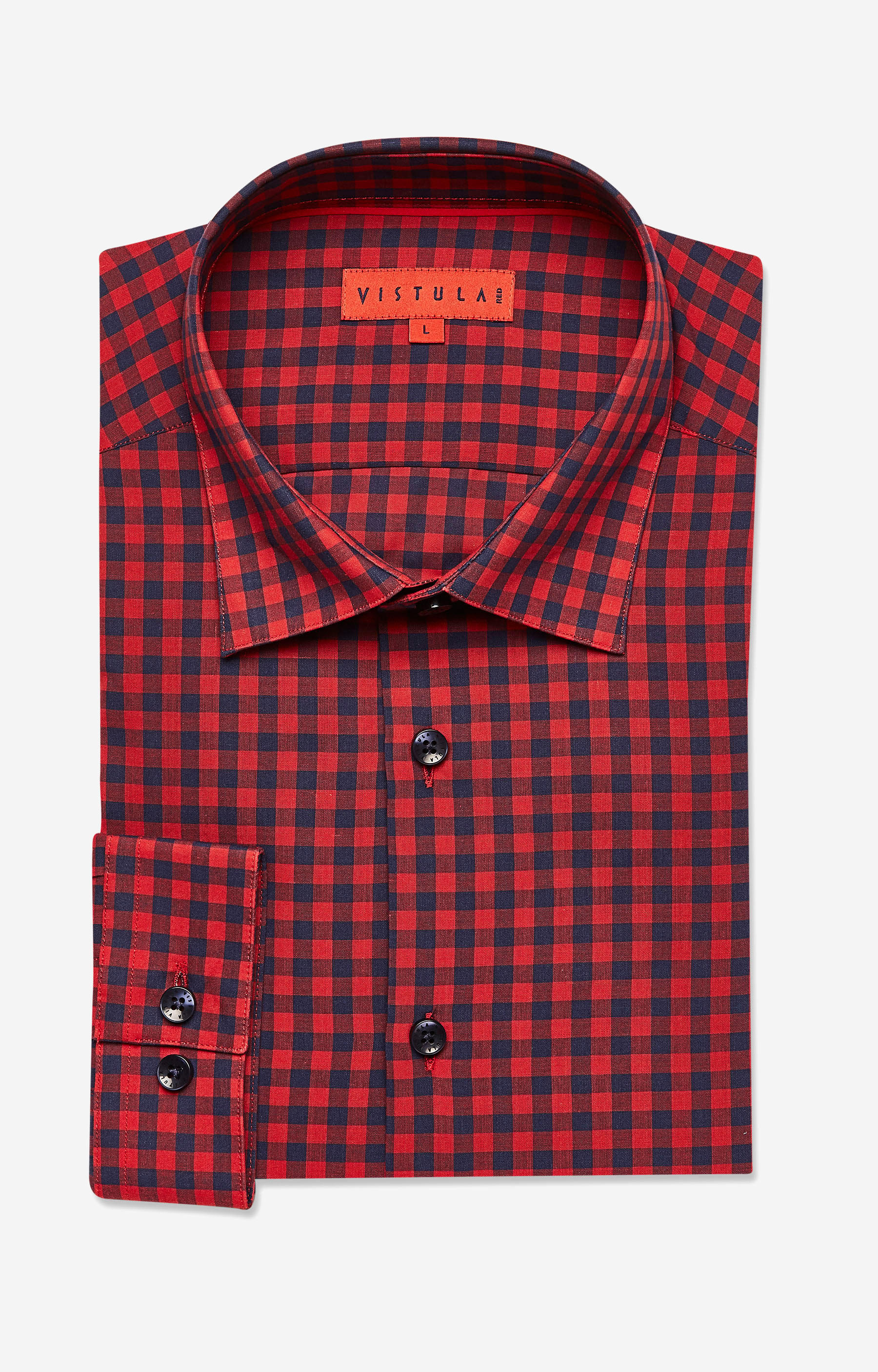 Dopasowana koszula w kratę, kołnierz kryte button-down - 3