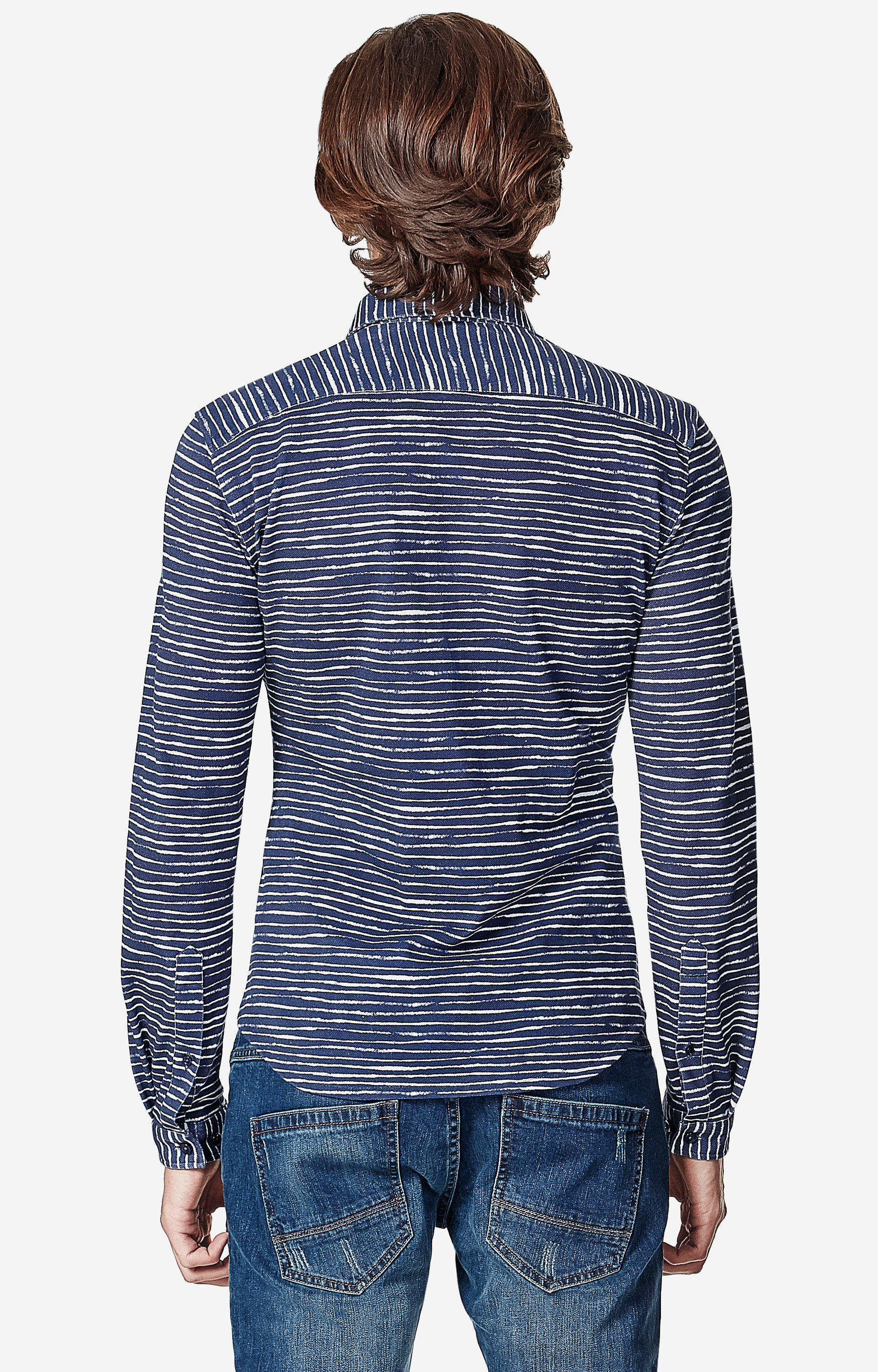 Dopasowana koszula w print z włoskim kołnierzem - 2