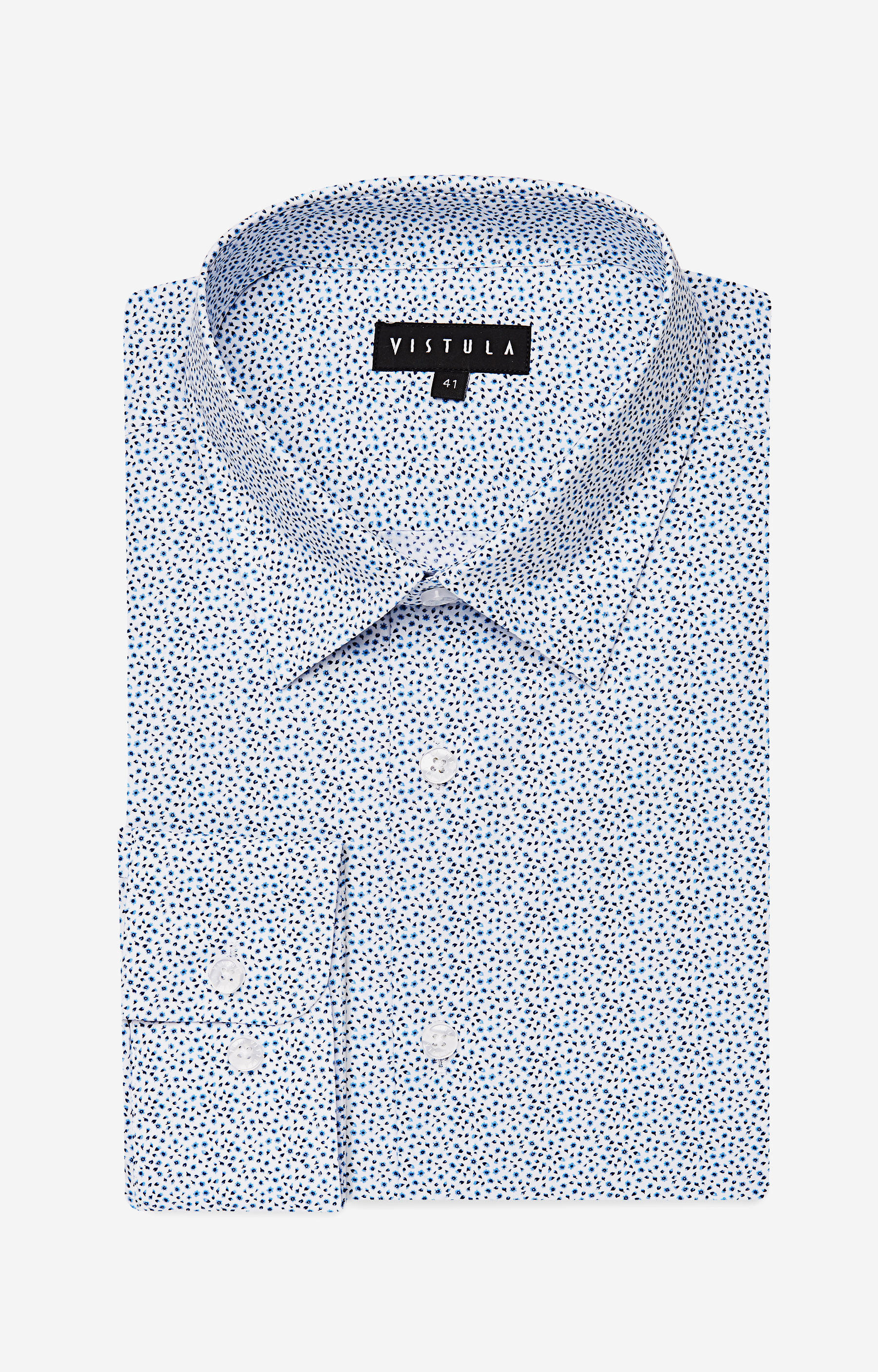 Dopasowana koszula z kwiatowym motywem, kołnierz button-down - 3
