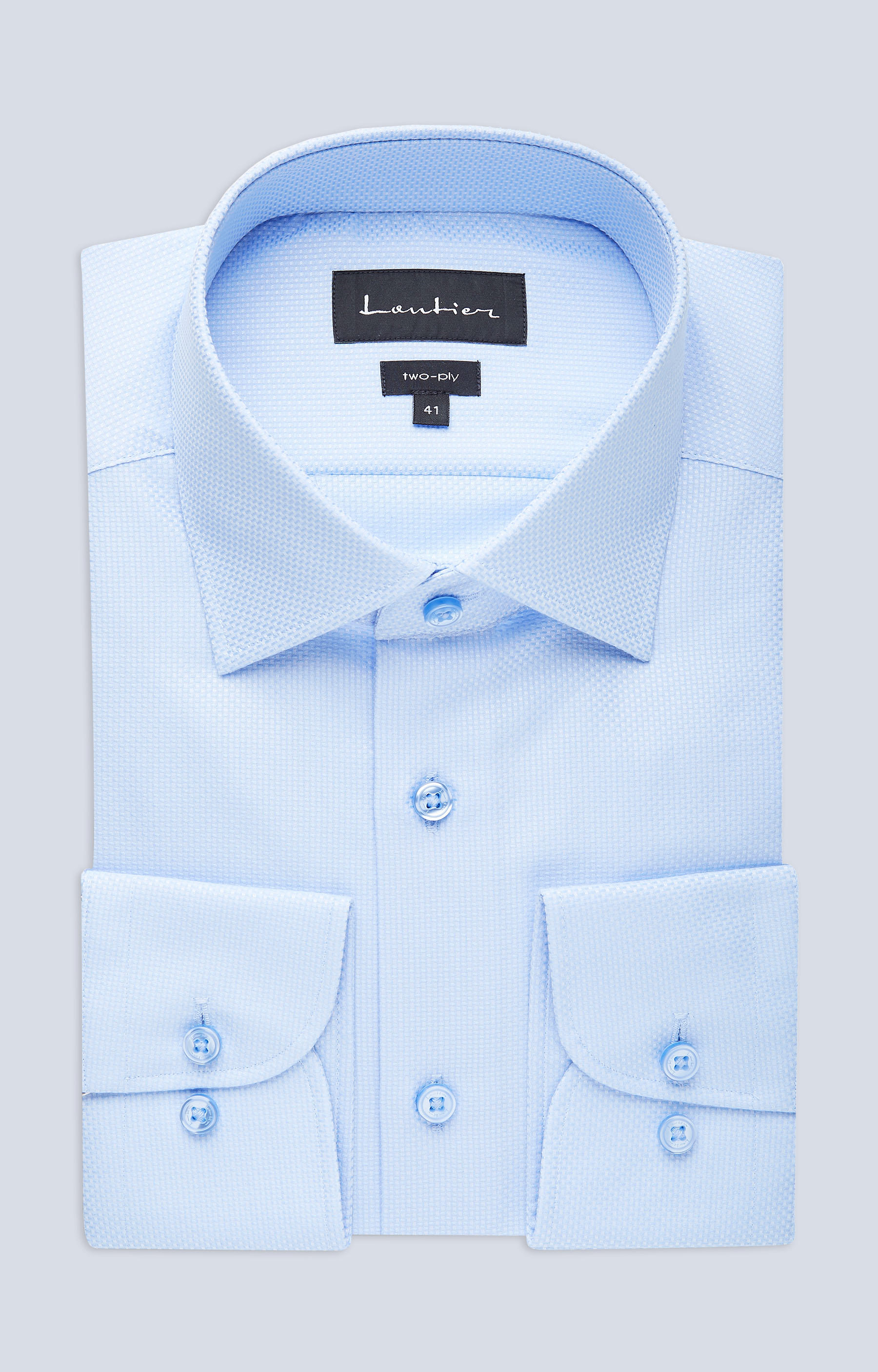 Koszula w strukturalny wzór z półwłoskim kołnierzem - 3