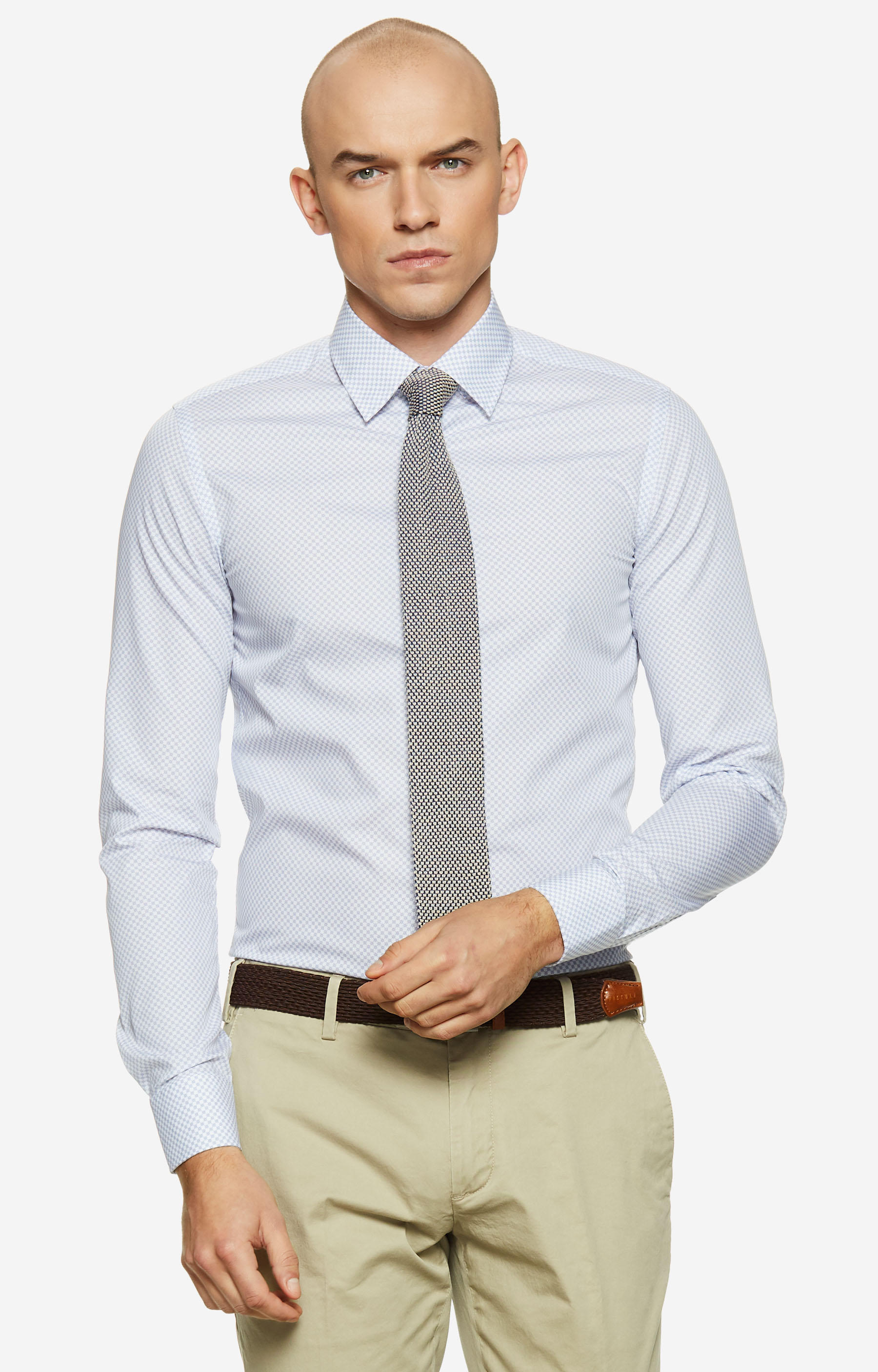 Dopasowana koszula w print z kołnierzem typu kryte button-down