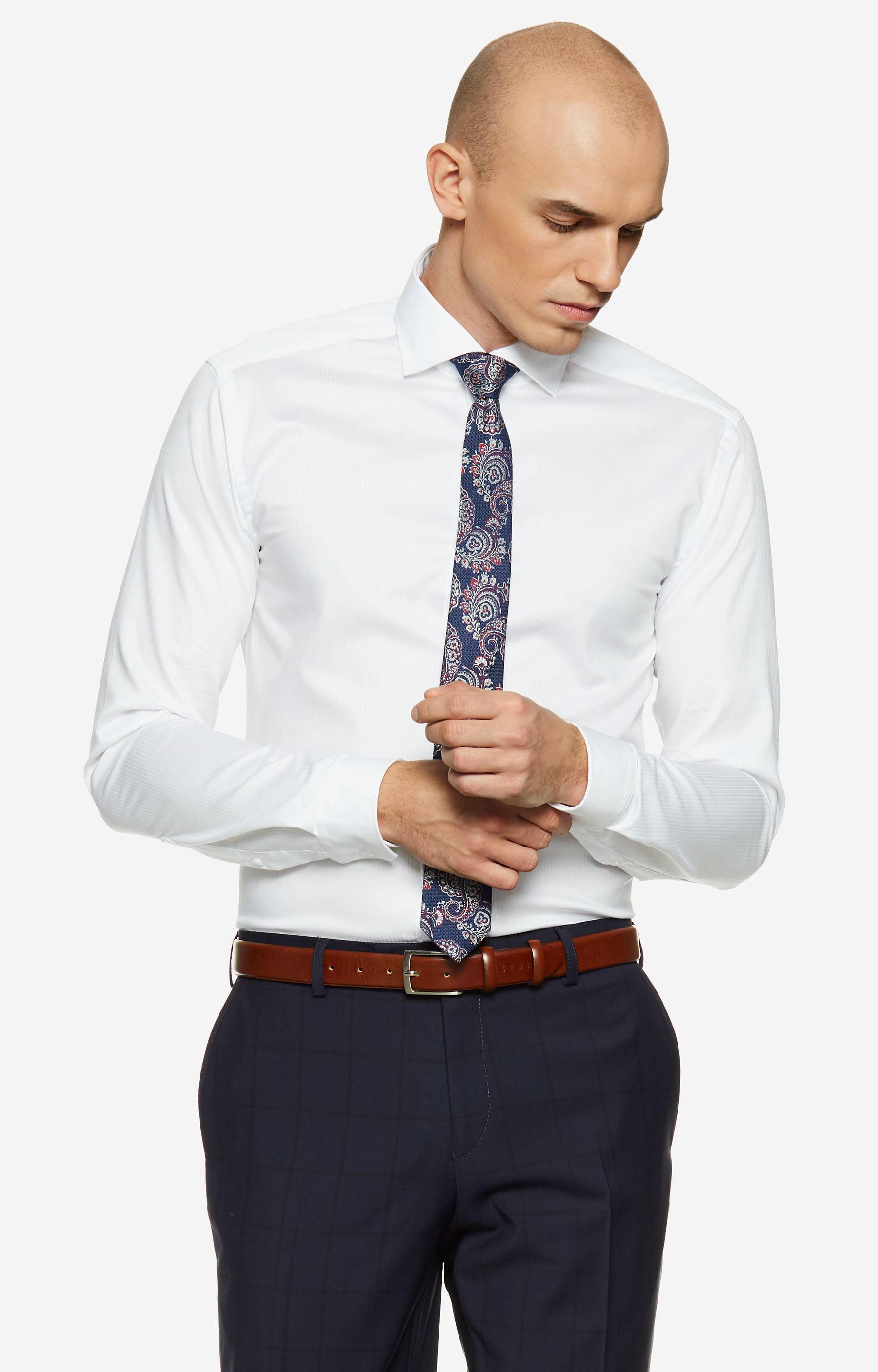 Koszula w mikrowzór z włoskim kołnierzem