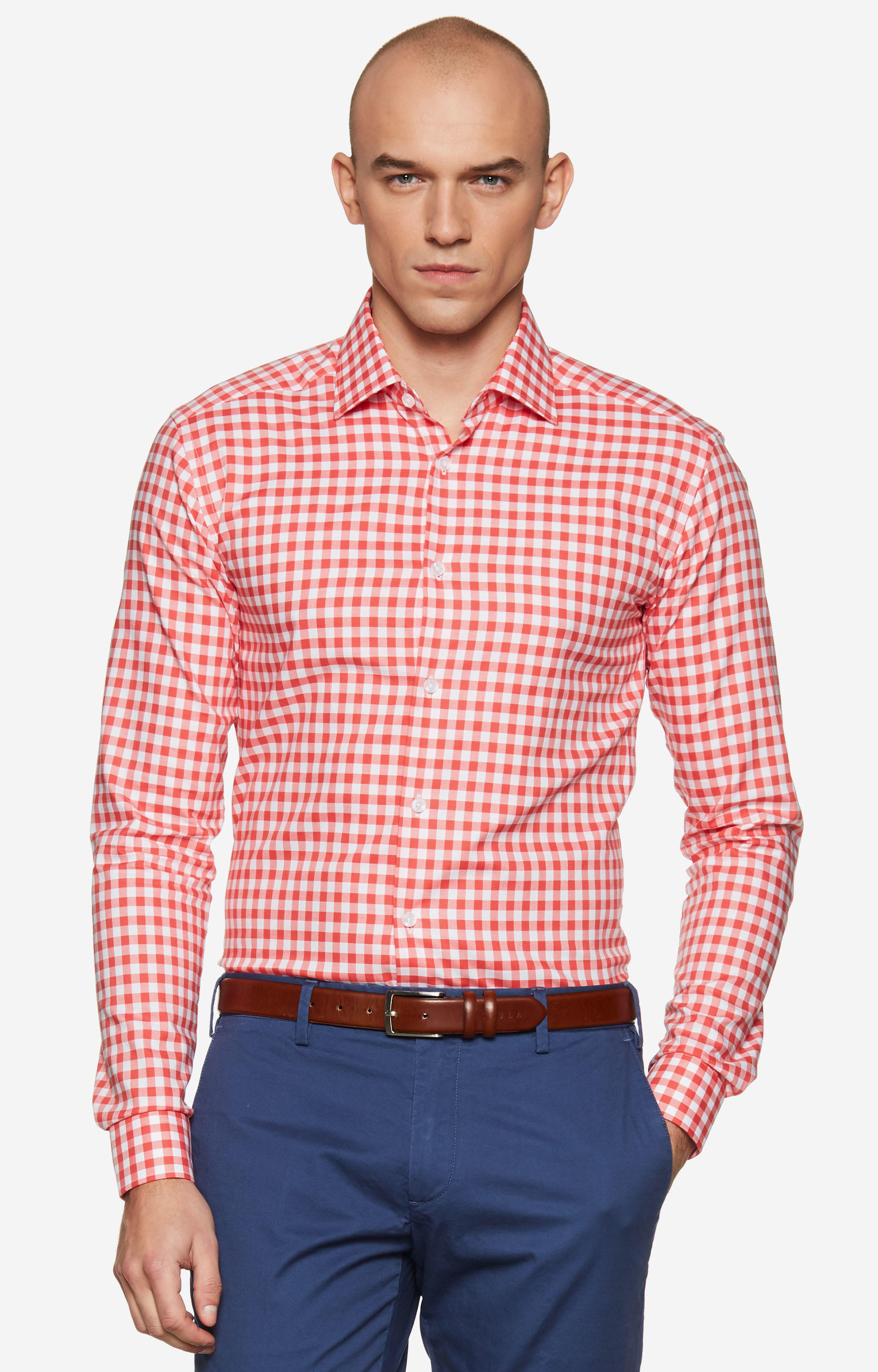 Swobodna koszula w kratę z półwłoskim kołnierzem