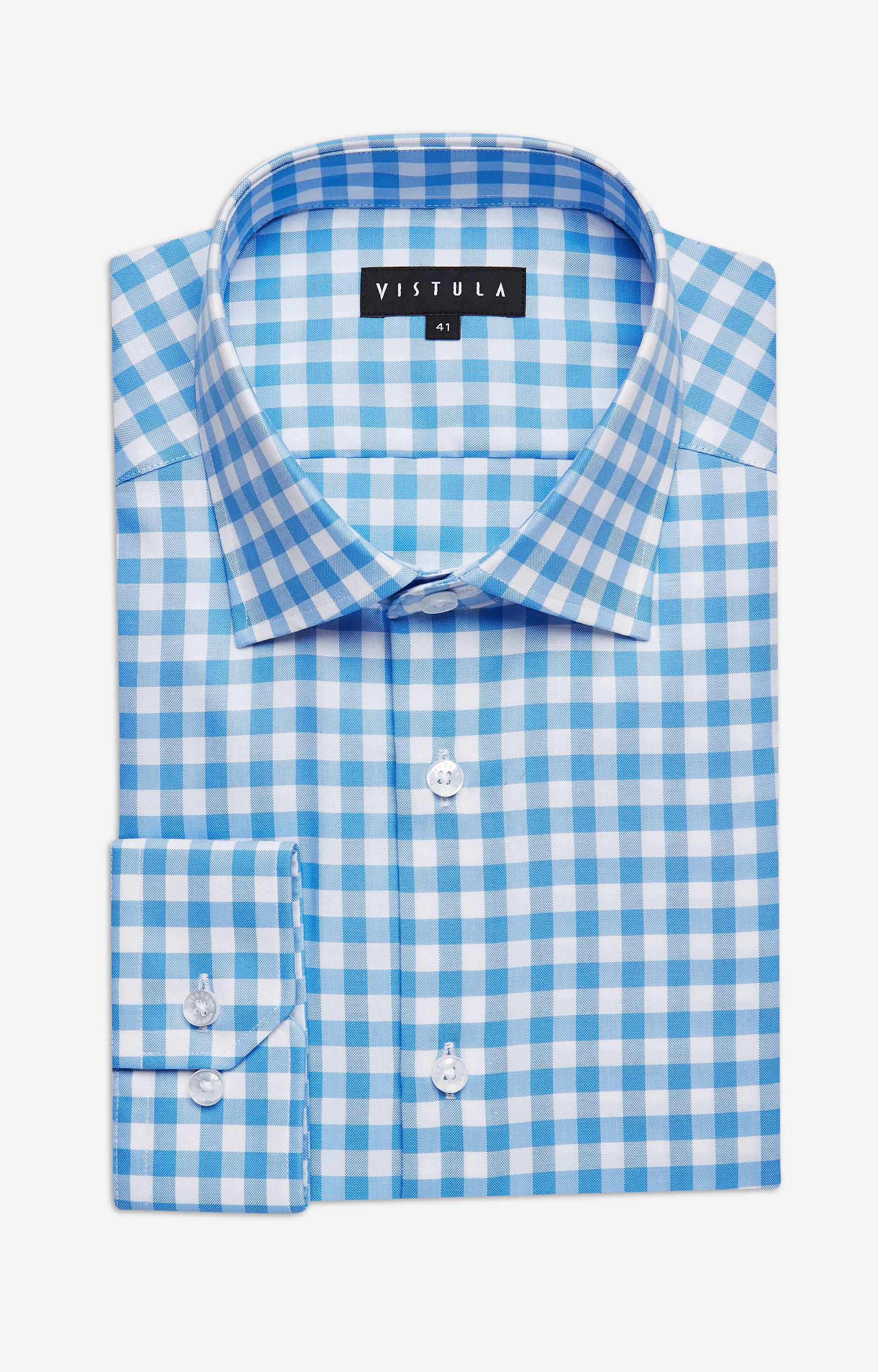 Koszula w kratę z włoskim kołnierzem - 3