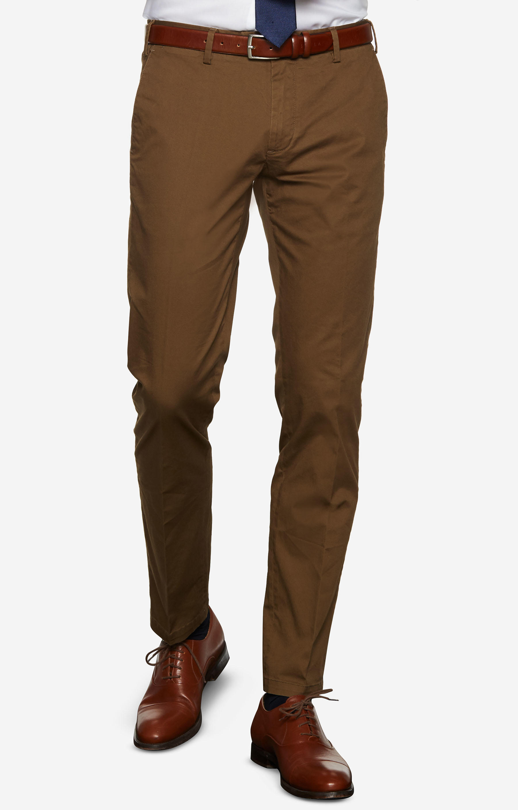 Dopasowane chinosy z bawełnianej tkaniny