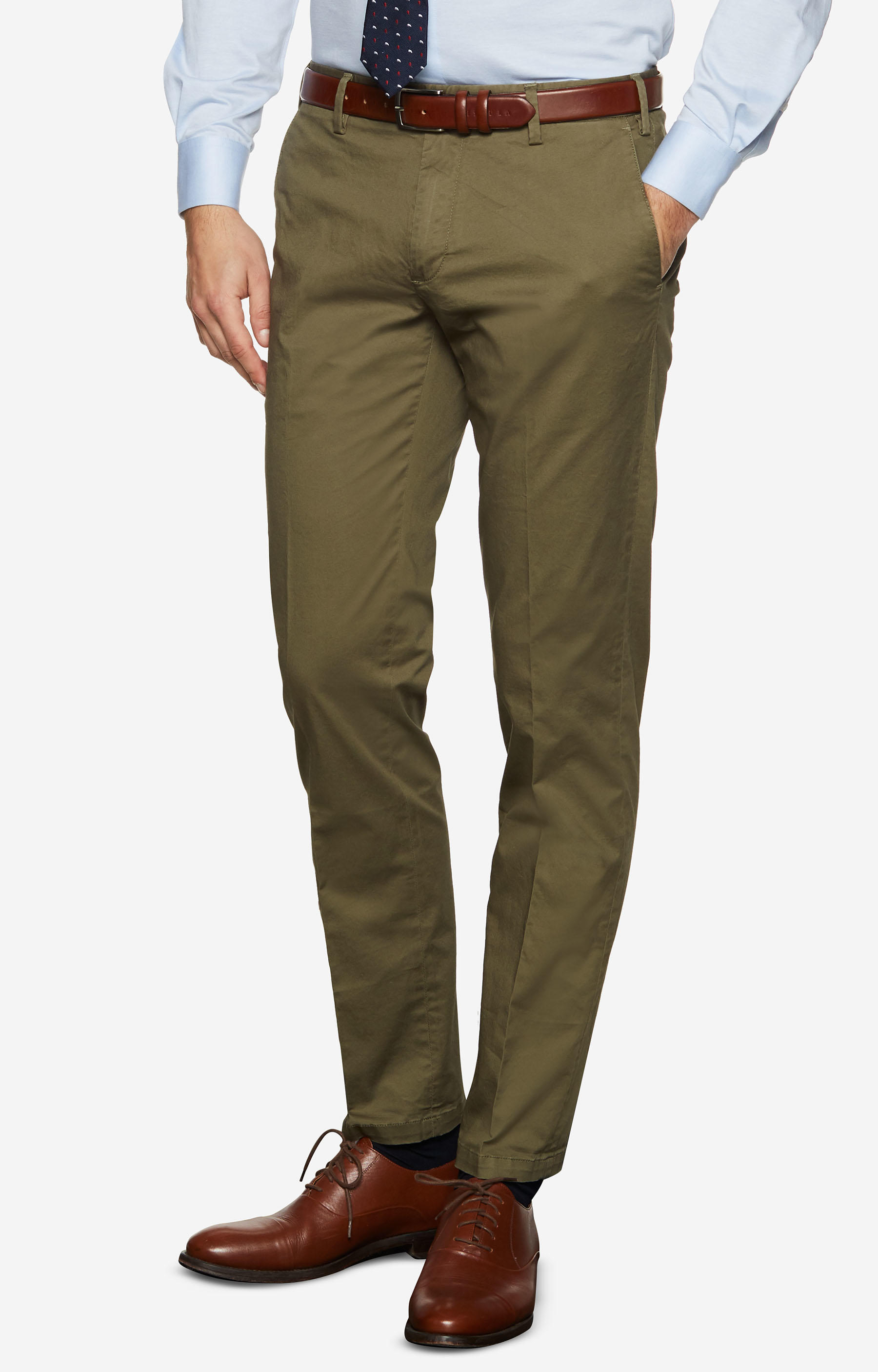 Dopasowane chinosy z bawełnianej tkaniny