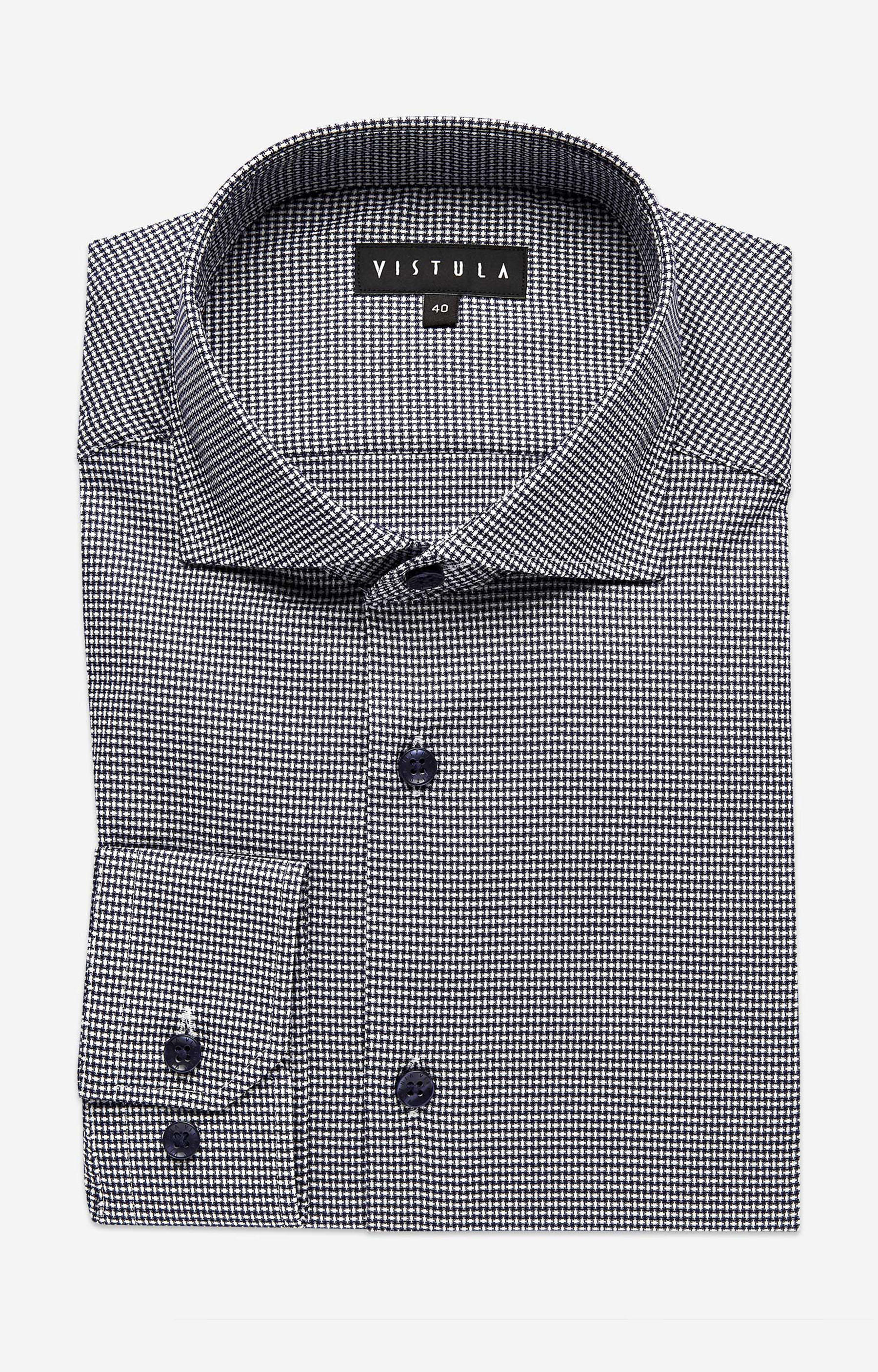Koszula w mikrowzór z włoskim kołnierzem - 3