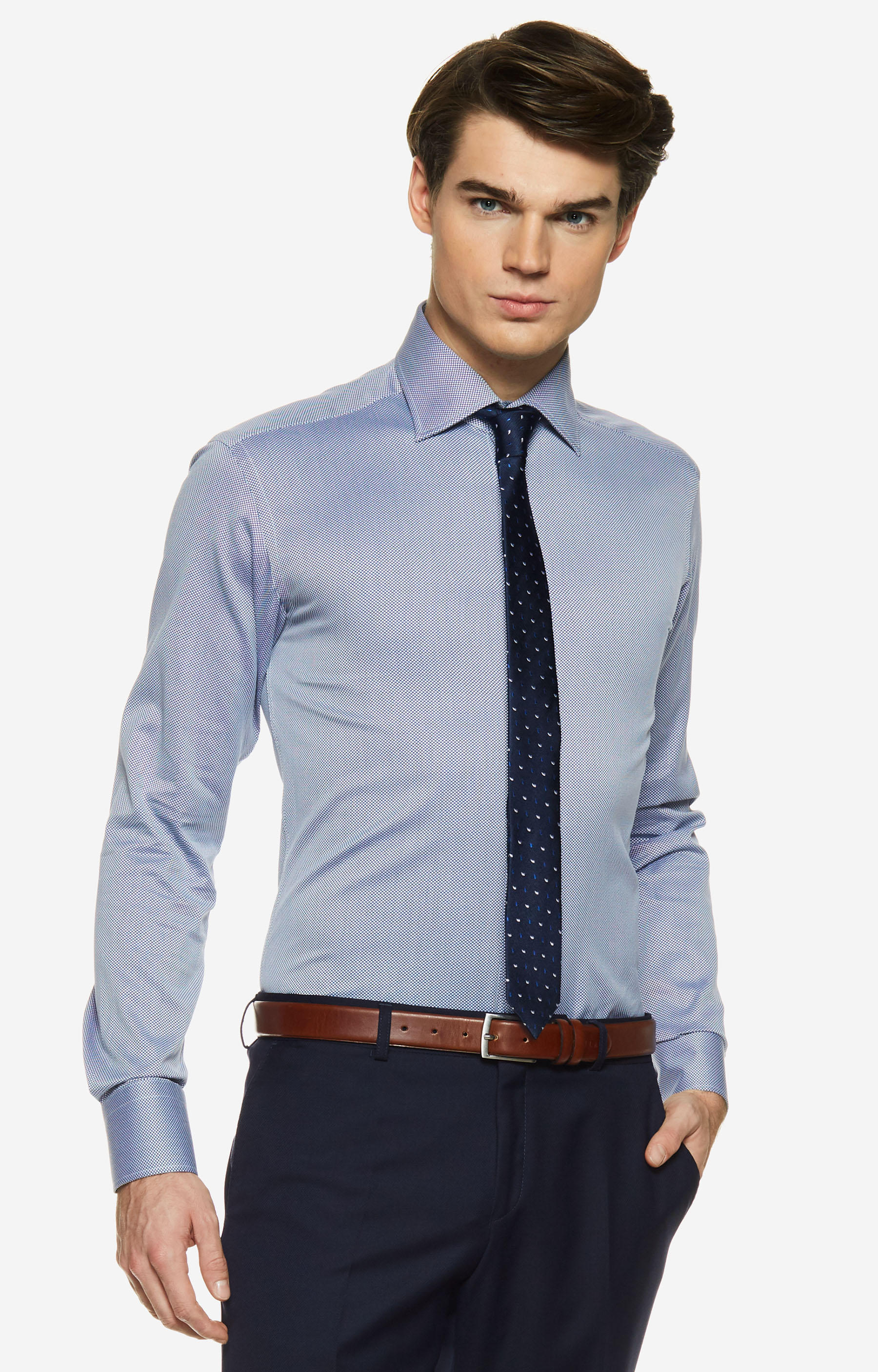 Swobodna koszula w mikrowzór z włoskim kołnierzem