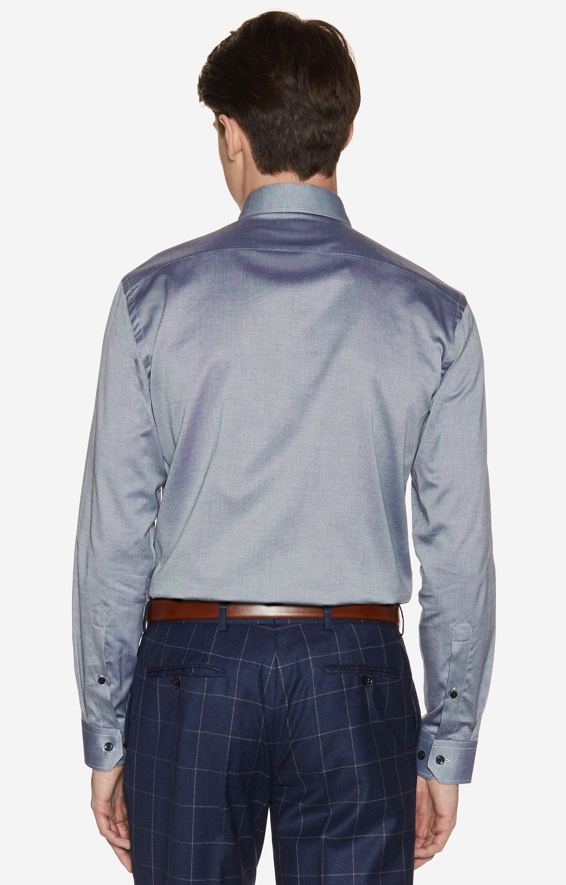 Swobodna koszula w strukturalny wzór z włoskim kołnierzem - 2