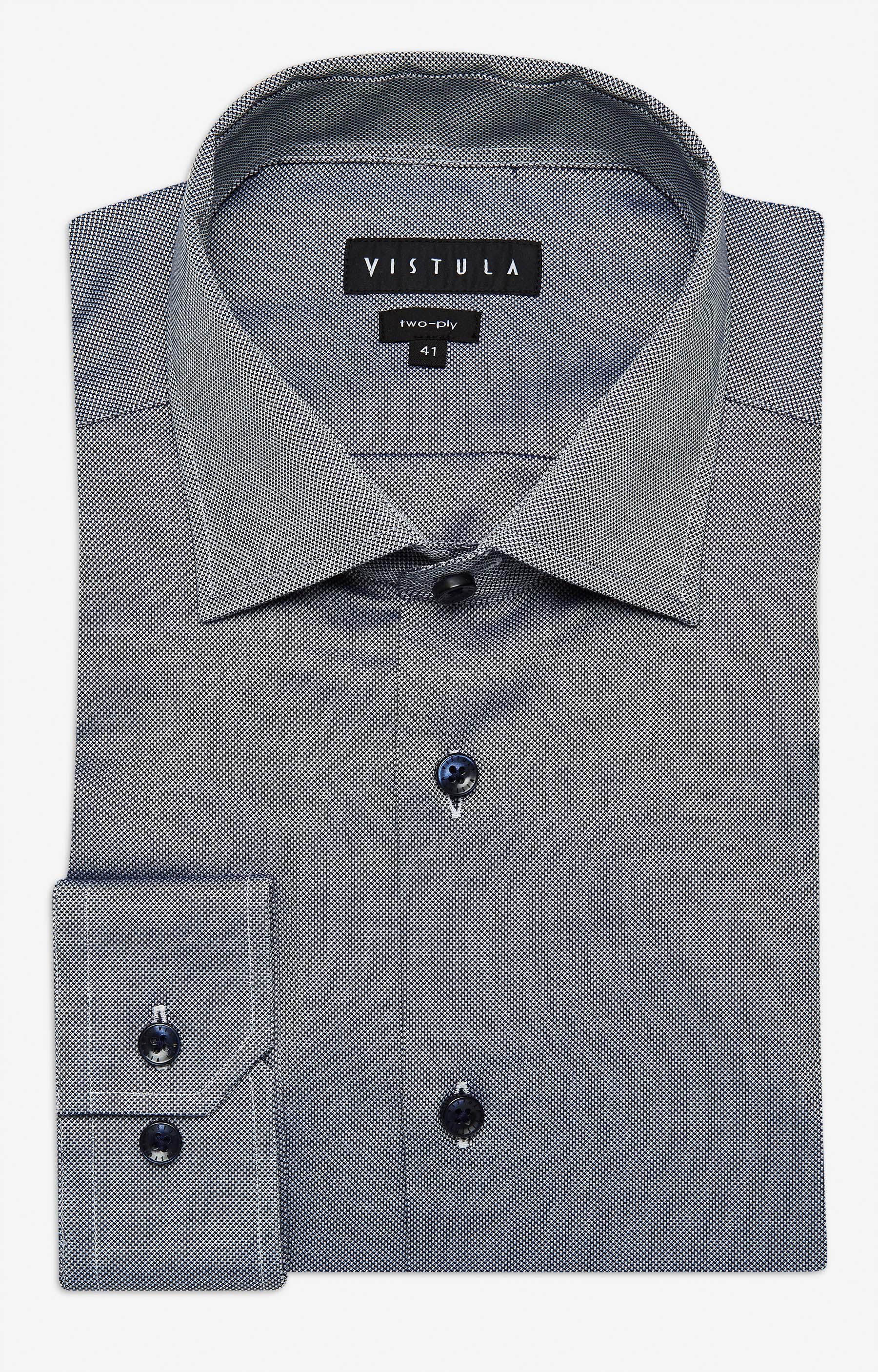 Swobodna koszula w strukturalny wzór z włoskim kołnierzem - 3