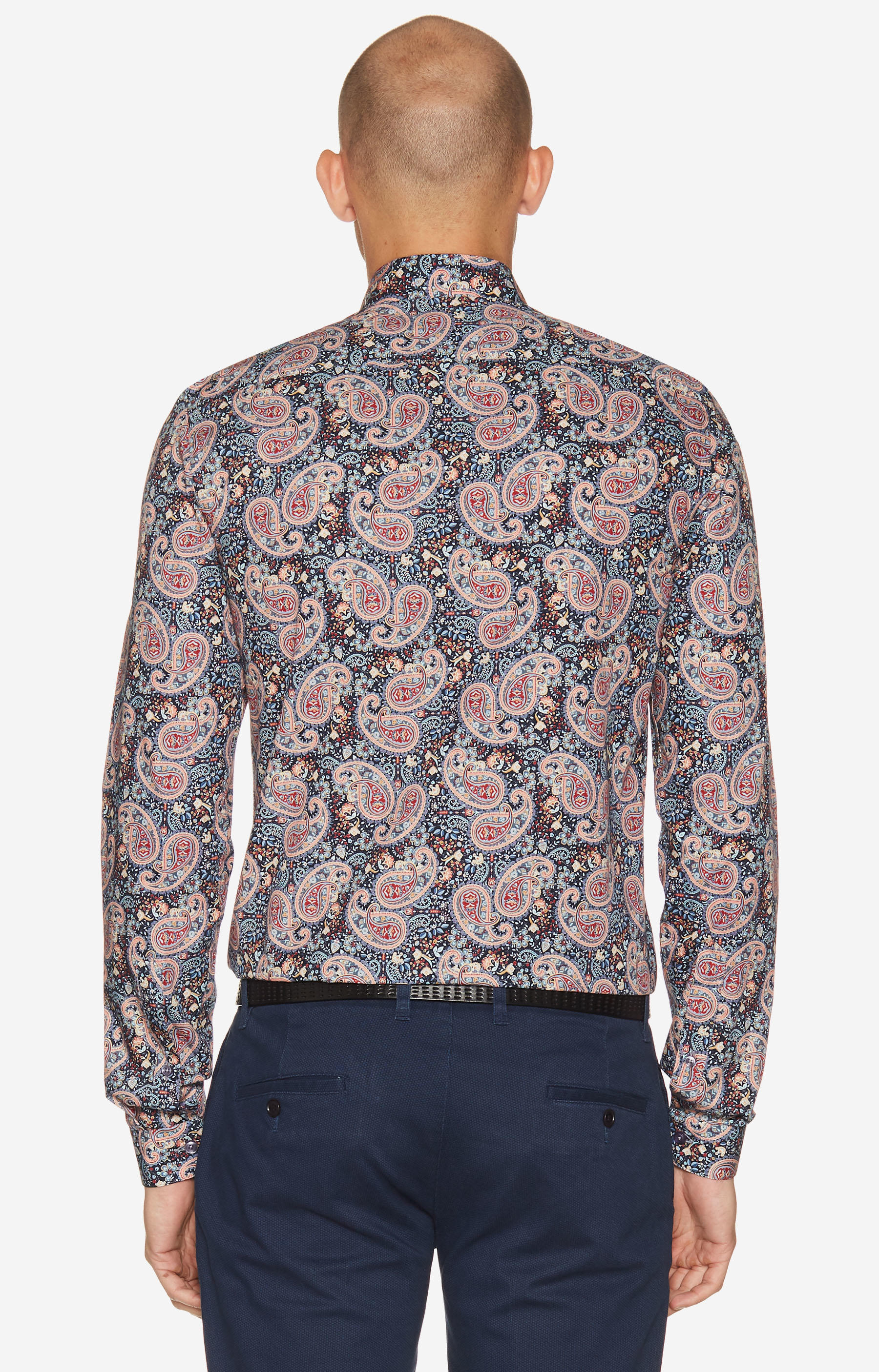 Dopasowana koszula w print, kołnierz kryte button-down - 2