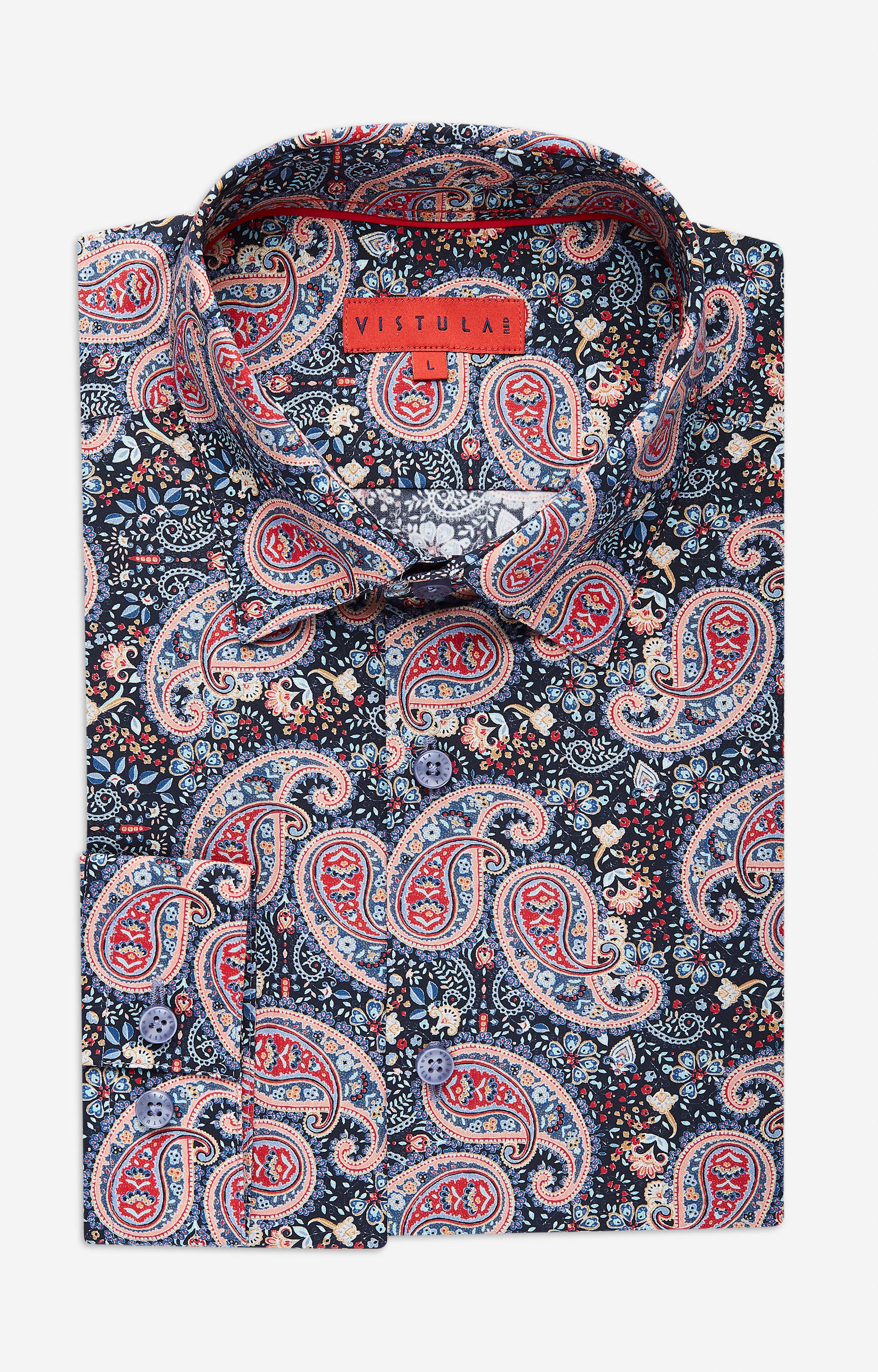 Dopasowana koszula w print, kołnierz kryte button-down - 3