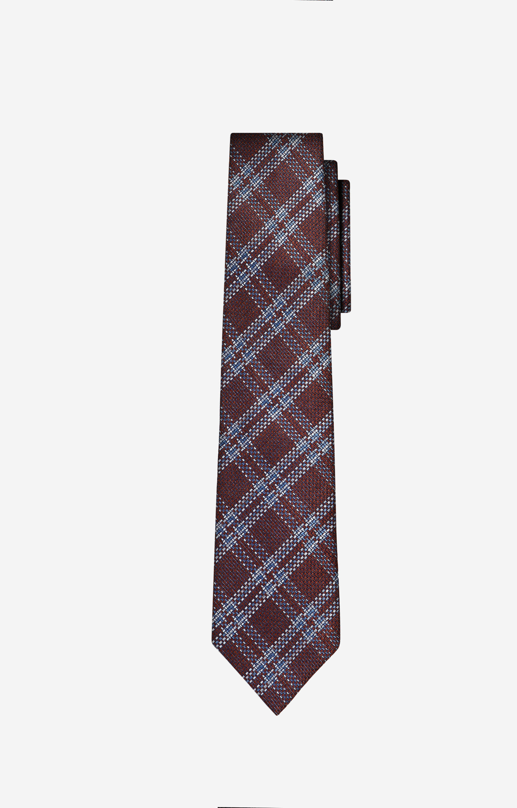 Jedwabny krawat w kratę z dodatkiem lnu