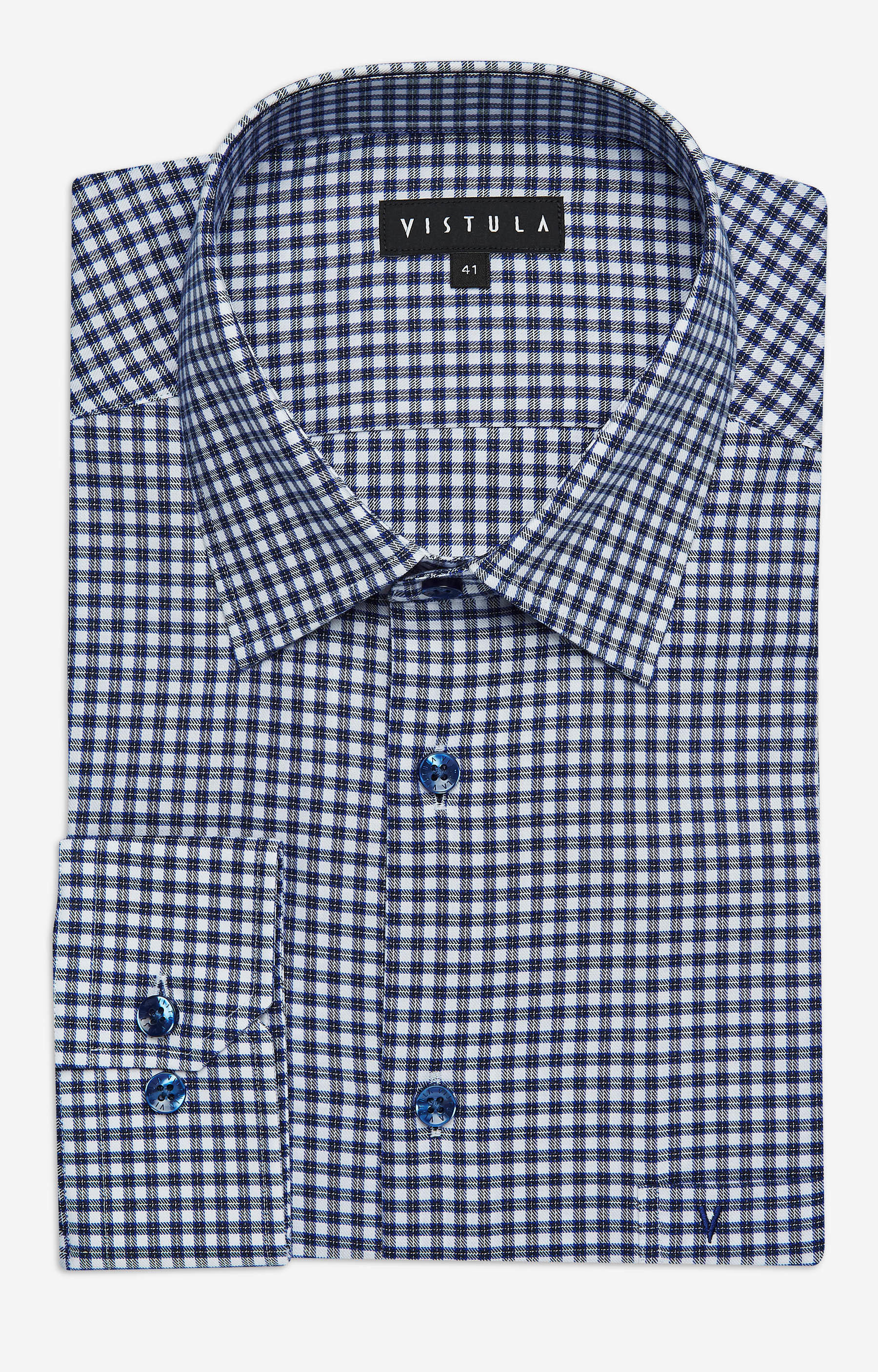 Swobodna koszula w kratę z kieszonką, klasyczny kołnierz - 3