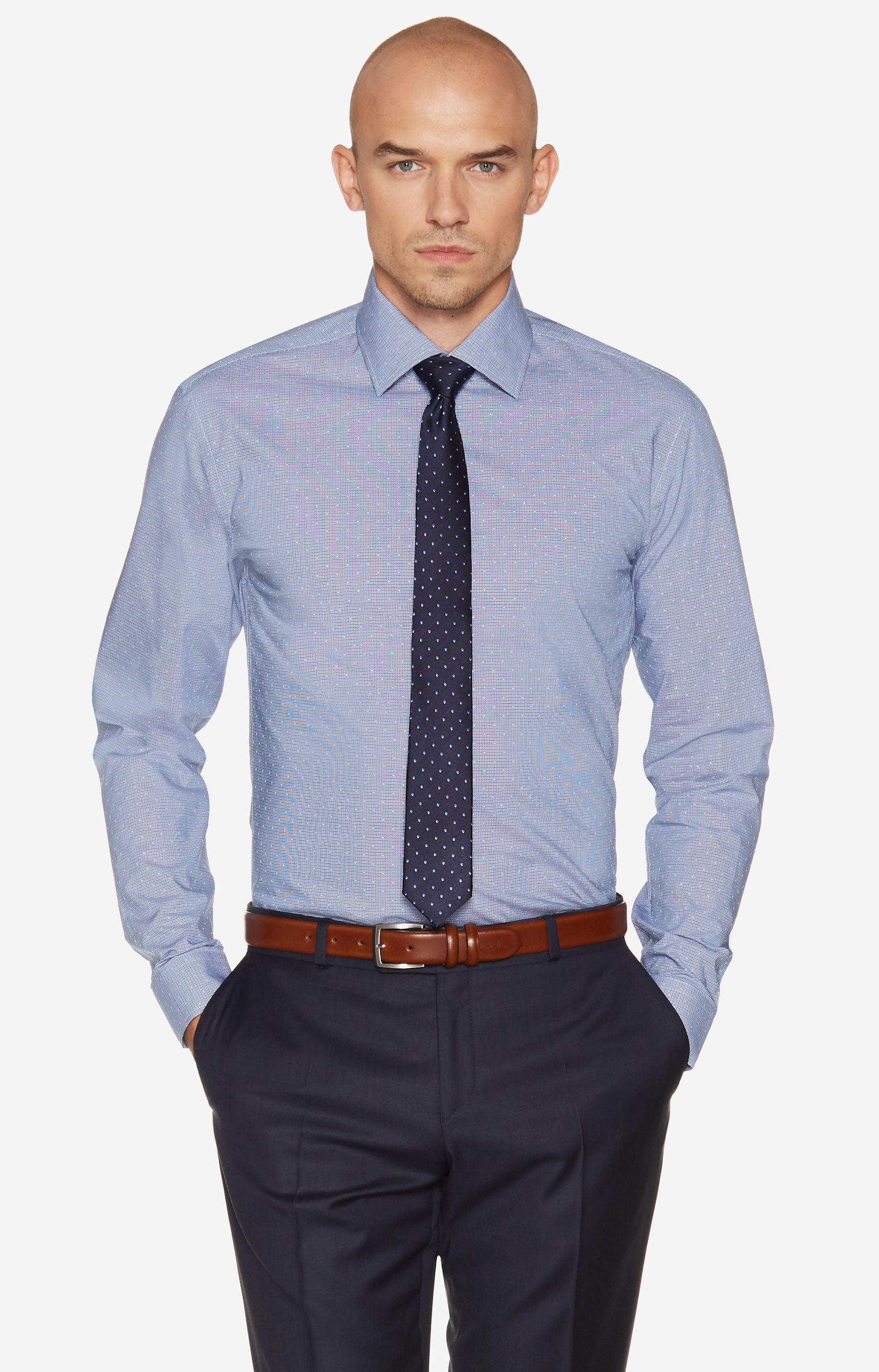 Swobodna koszula w mikrowzór z włoskim kołnierzem