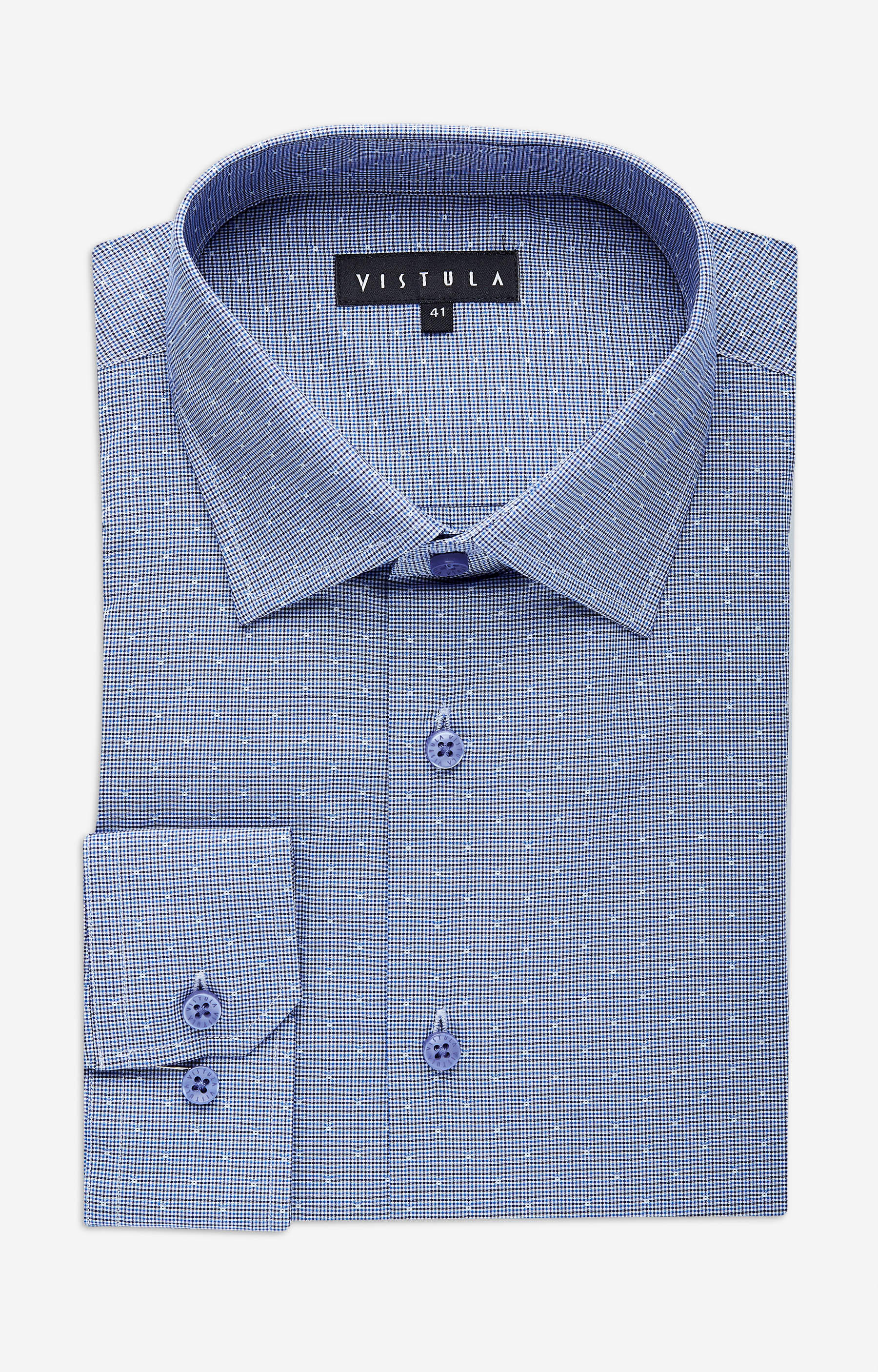 Swobodna koszula w mikrowzór z włoskim kołnierzem - 3