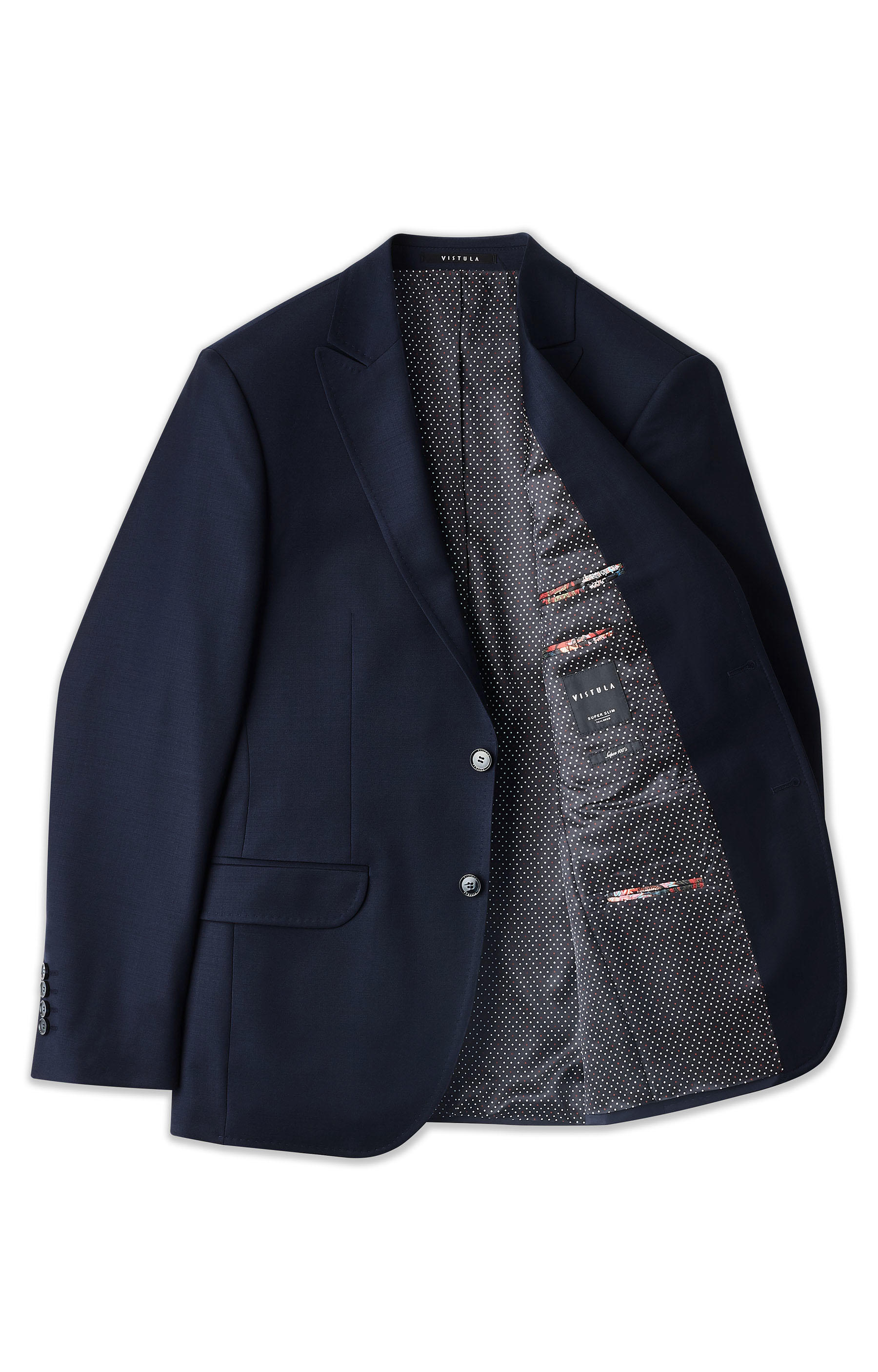 Dopasowany, wełniany garnitur z tkaniny o diagonalnym splocie - 3