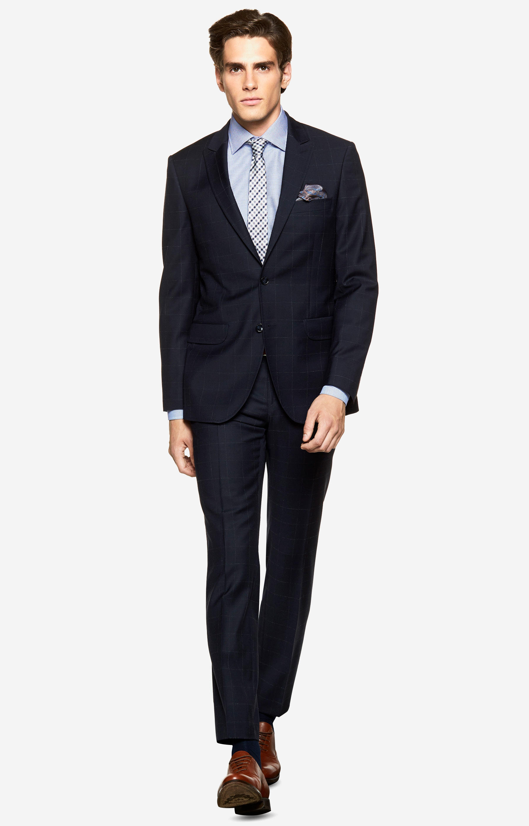 Garnitur wełniany w kratę