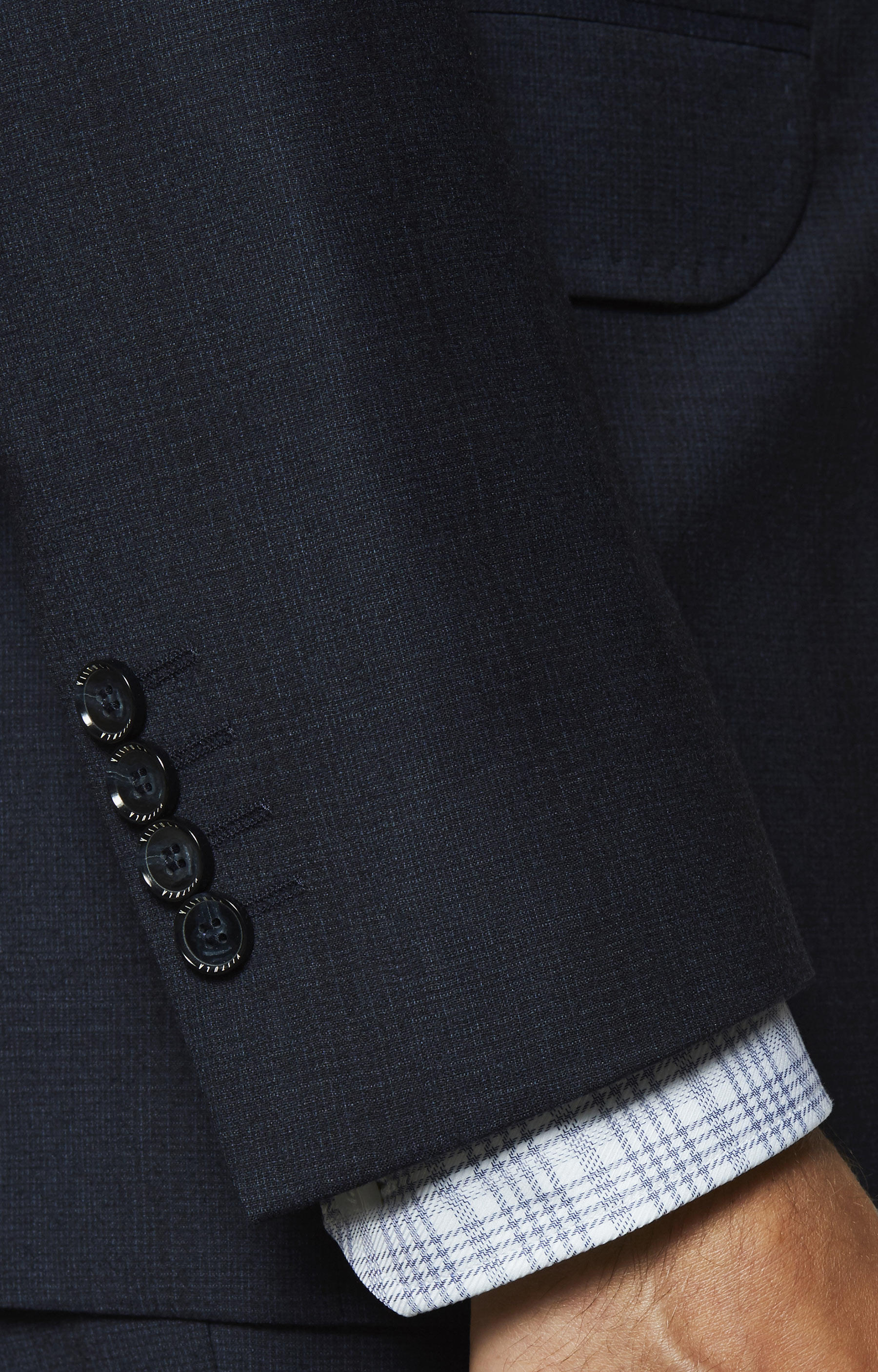 Dopasowany, wełniany garnitur w subtelną kratę - 4