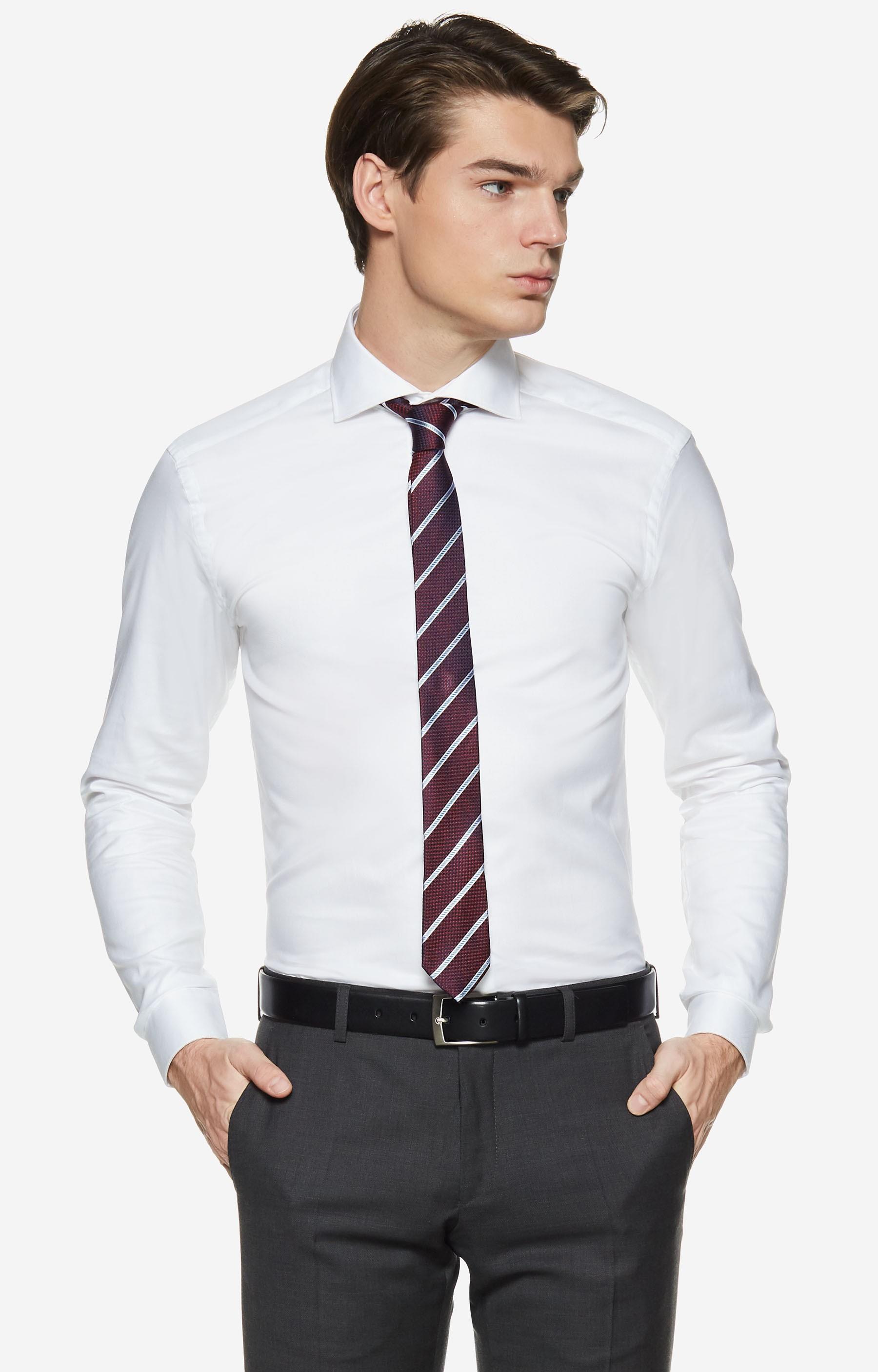 Koszula w prążki z włoskim kołnierzem