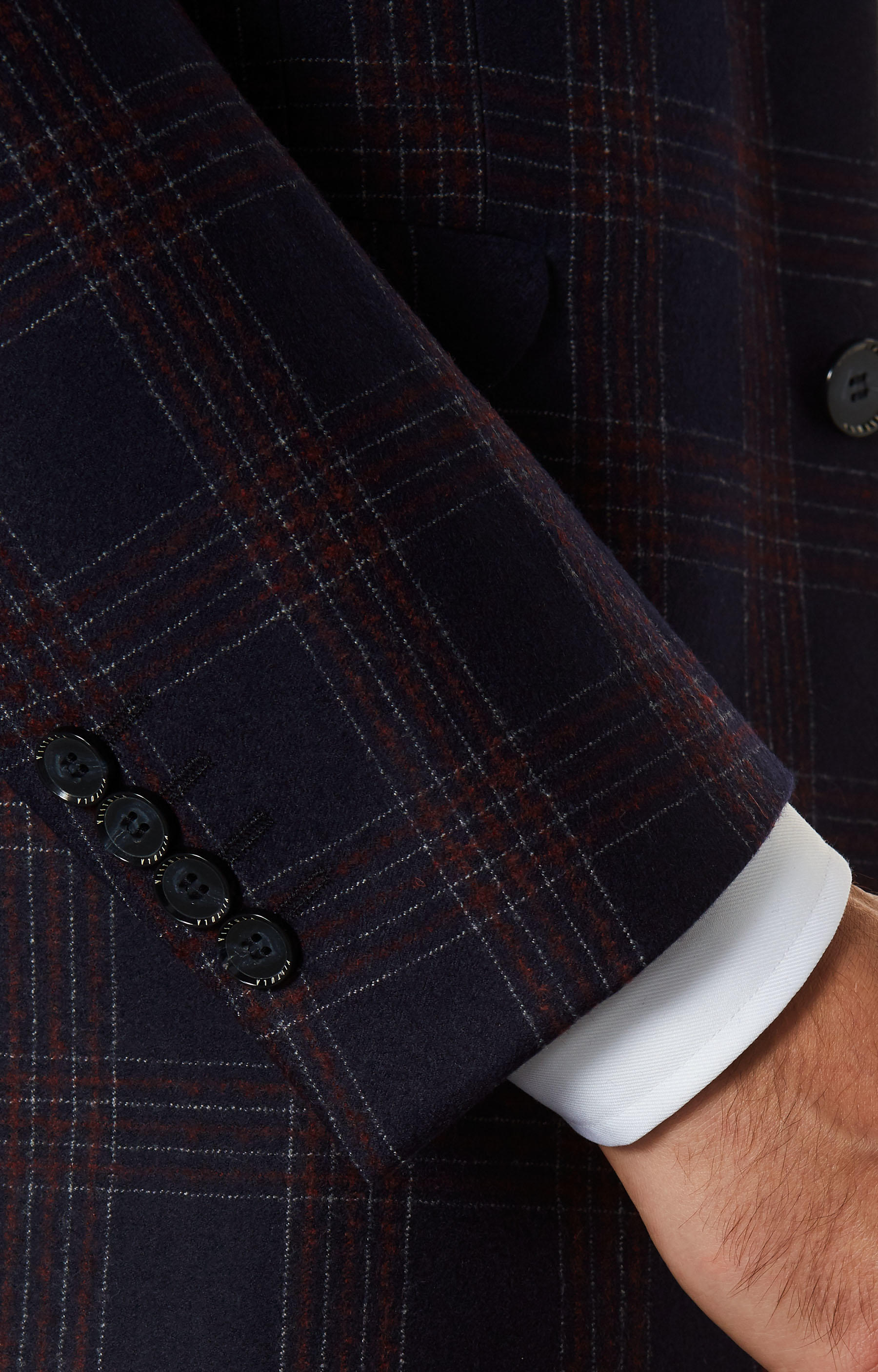 Dopasowany garnitur wełniany w kratę - 7