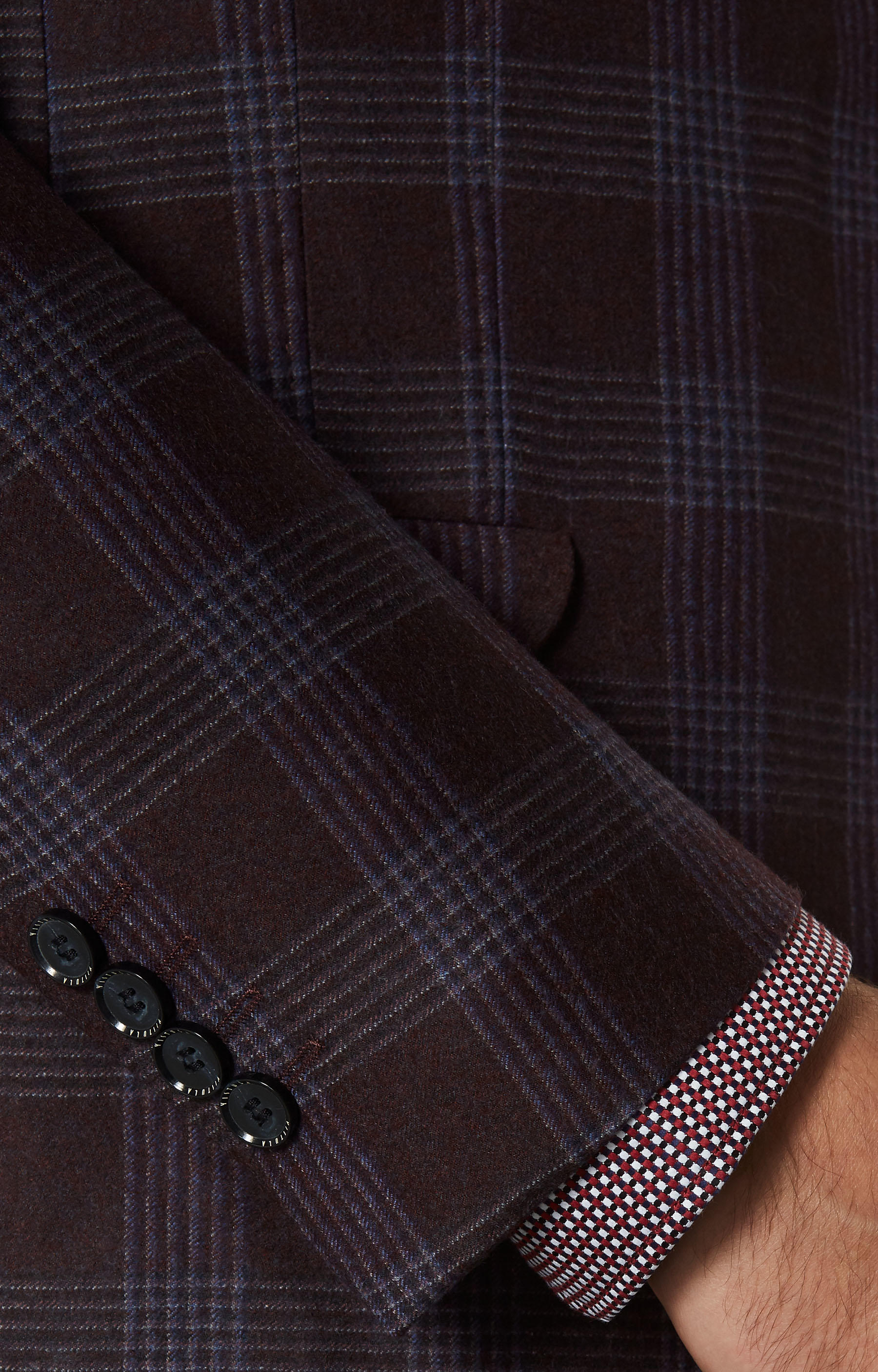 Dopasowany garnitur trzyczęściowy z wełny, w kratę - 6