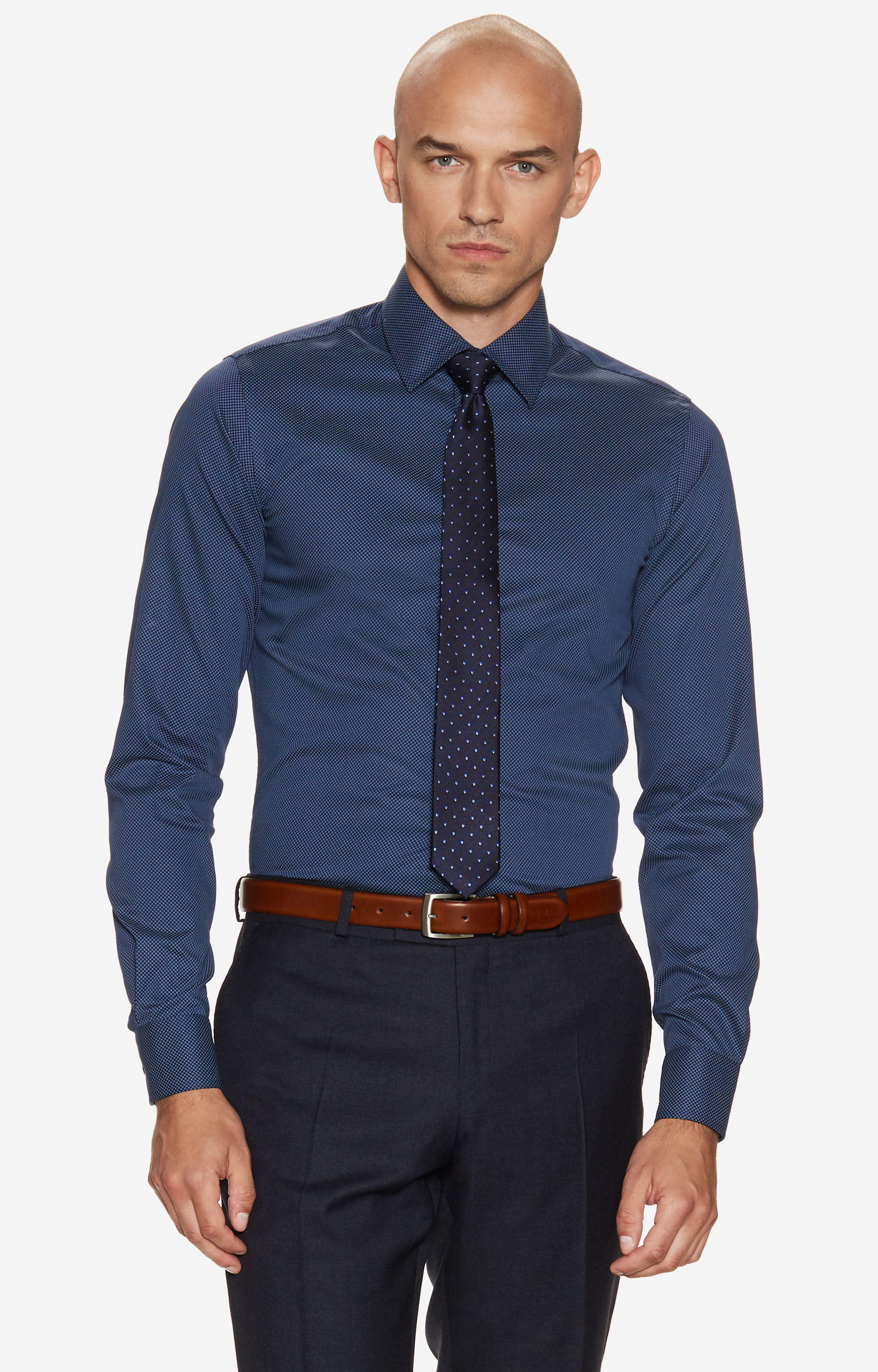 Dopasowana koszula w mikrowzór z kołnierzem typu kryte button-down