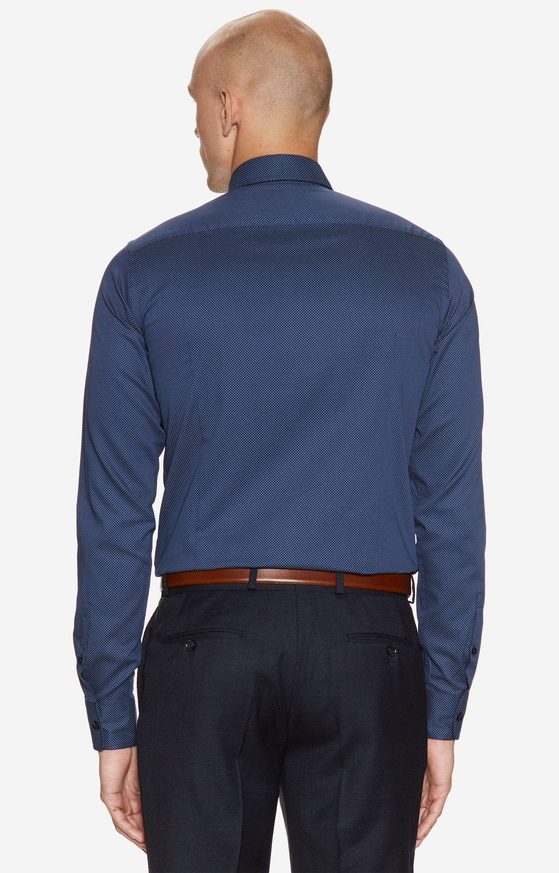 Dopasowana koszula w mikrowzór z kołnierzem typu kryte button-down - 2