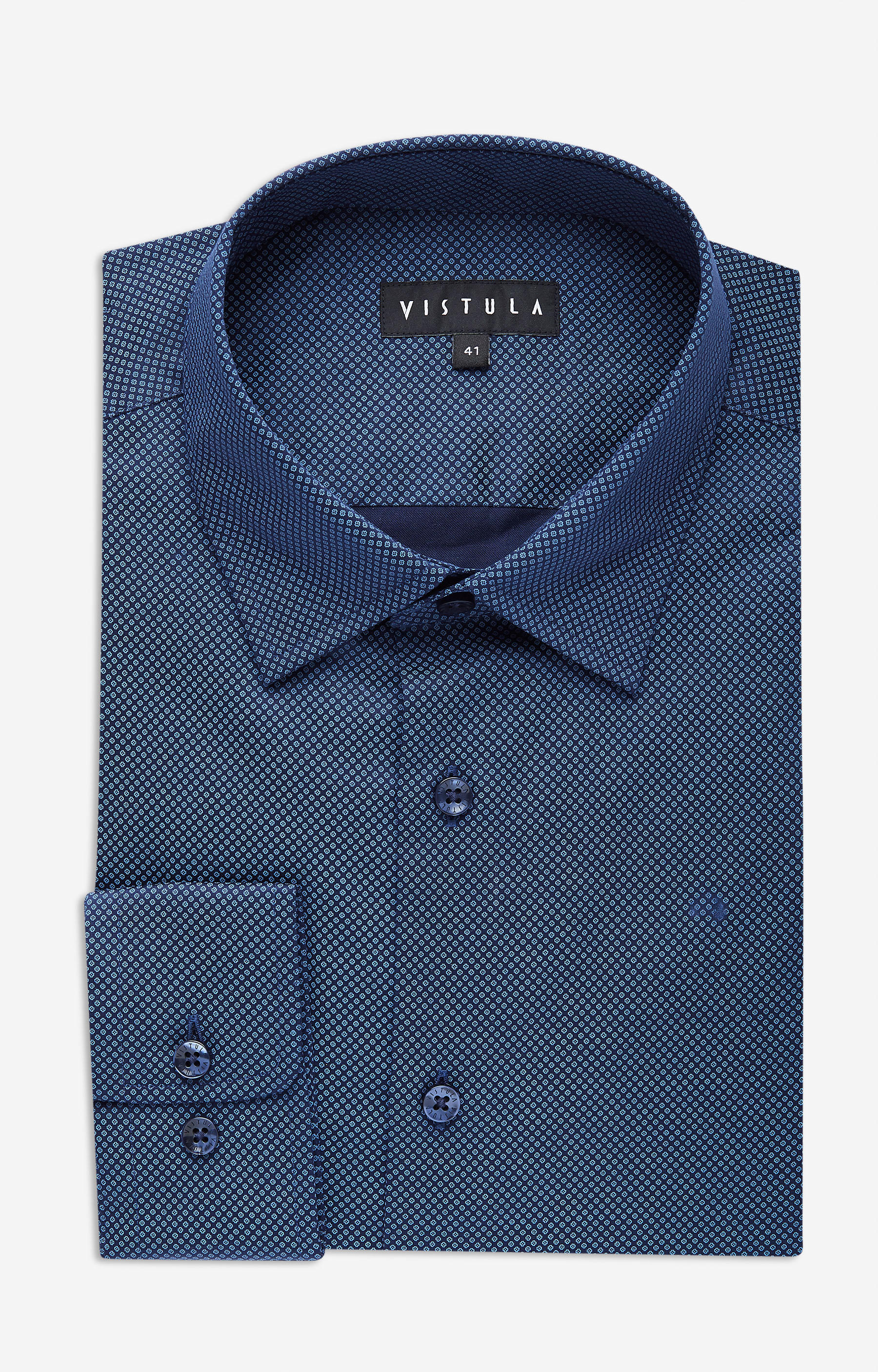 Dopasowana koszula w mikrowzór z kołnierzem typu kryte button-down - 3
