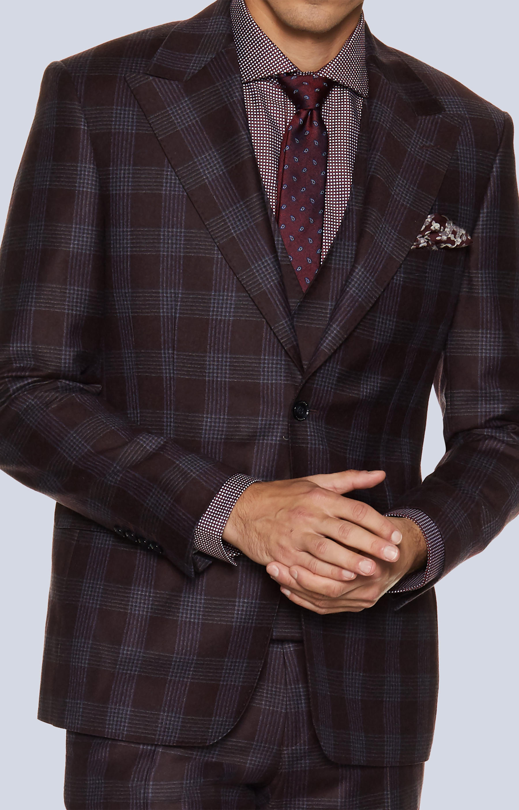 Dopasowany garnitur trzyczęściowy z wełny, w kratę - 2