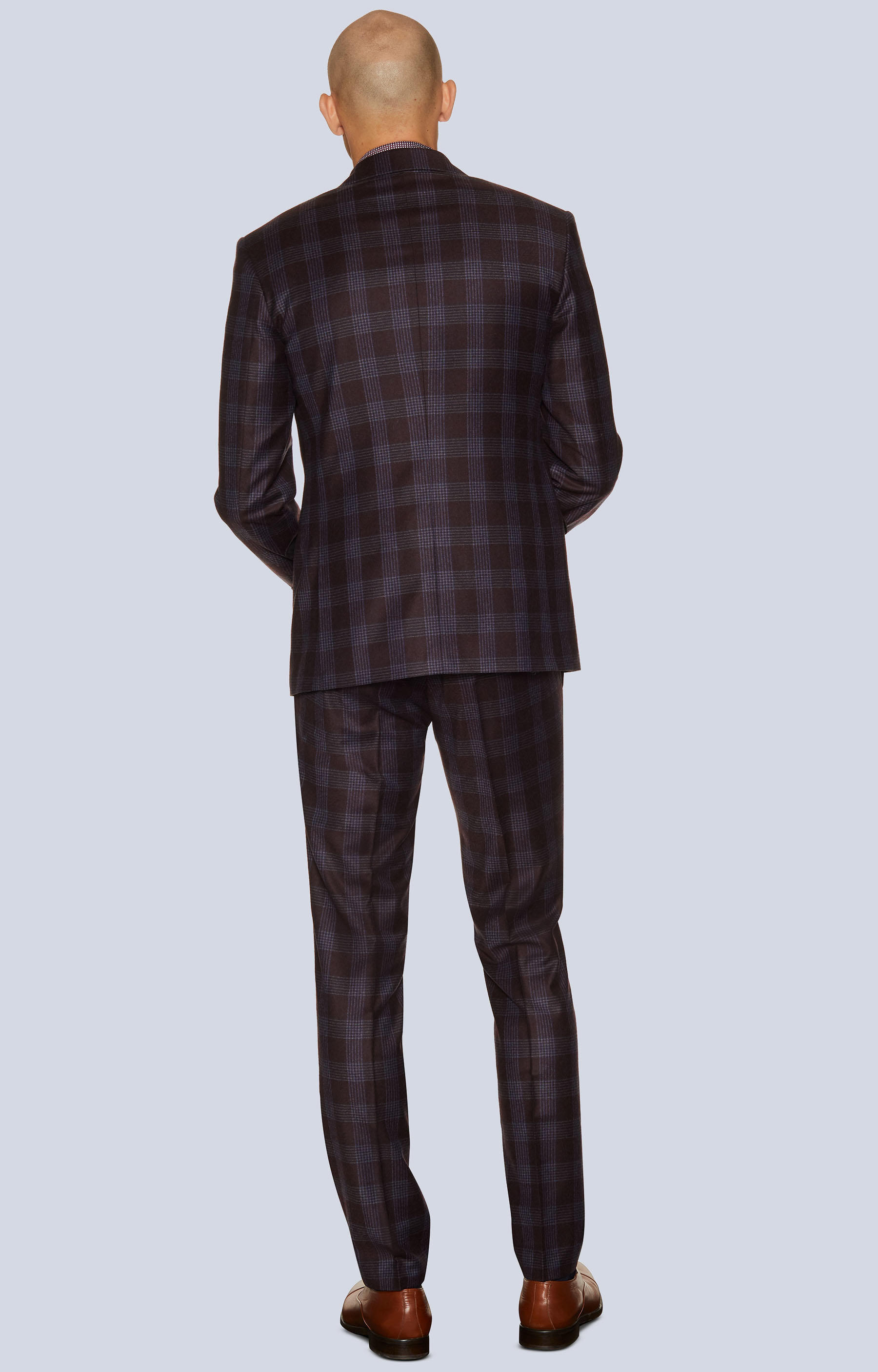 Dopasowany garnitur trzyczęściowy z wełny, w kratę - 4