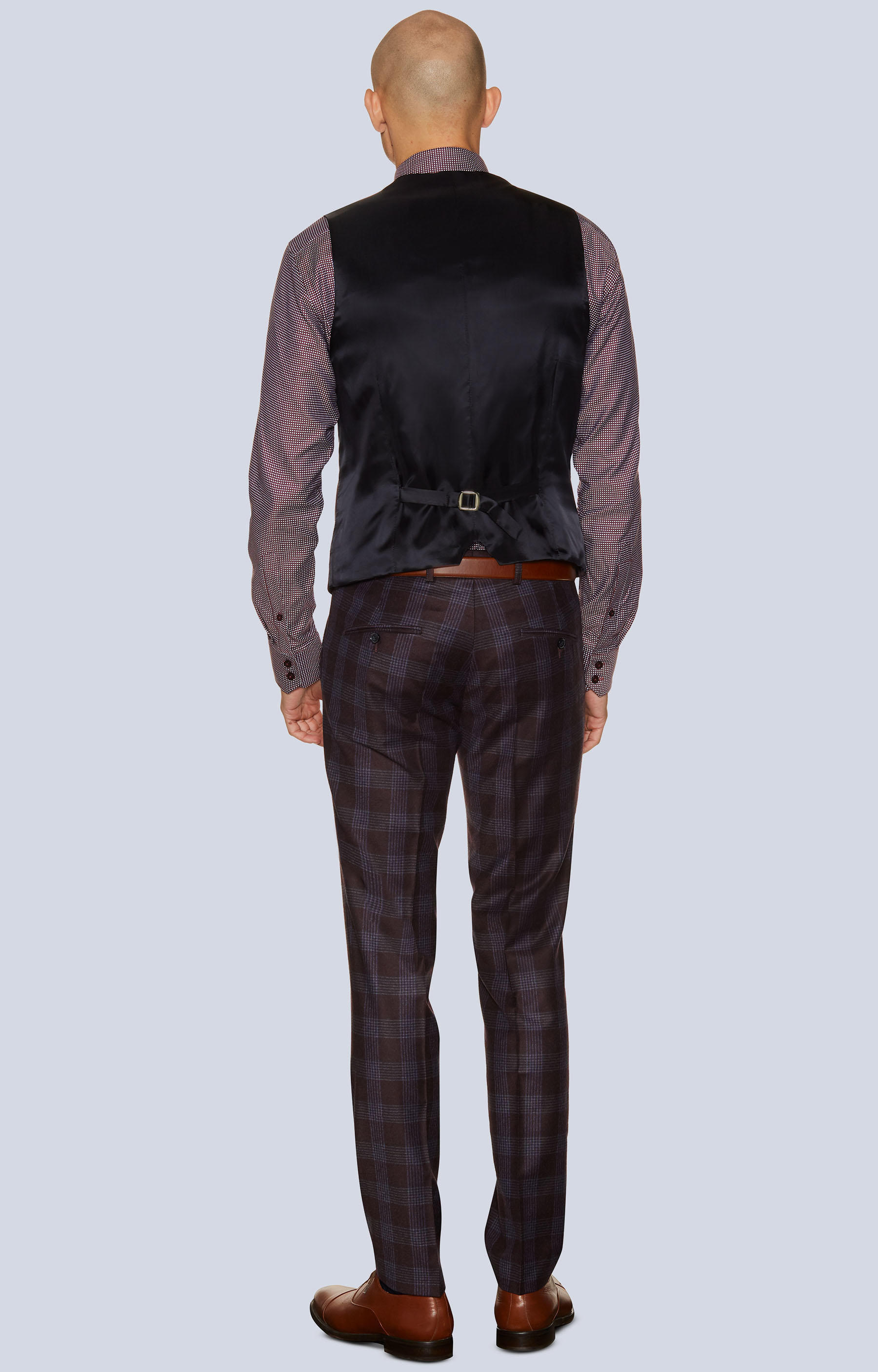 Dopasowany garnitur trzyczęściowy z wełny, w kratę - 5