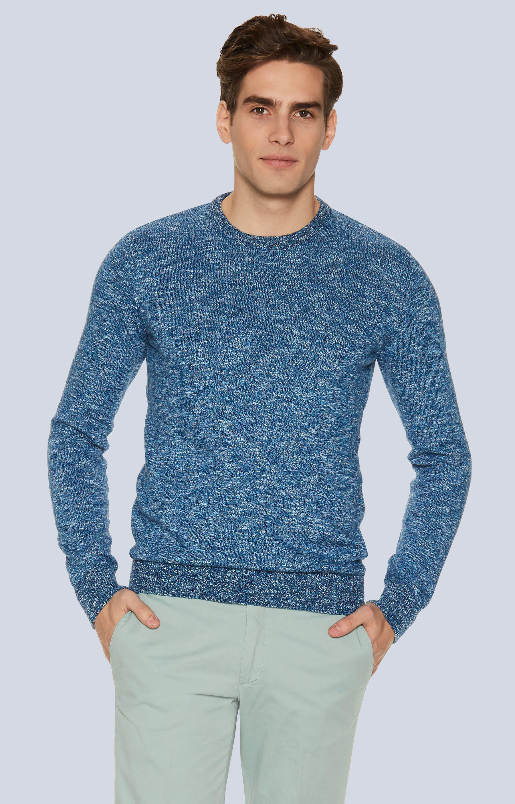 Lekki sweter z melanżowej dzianiny