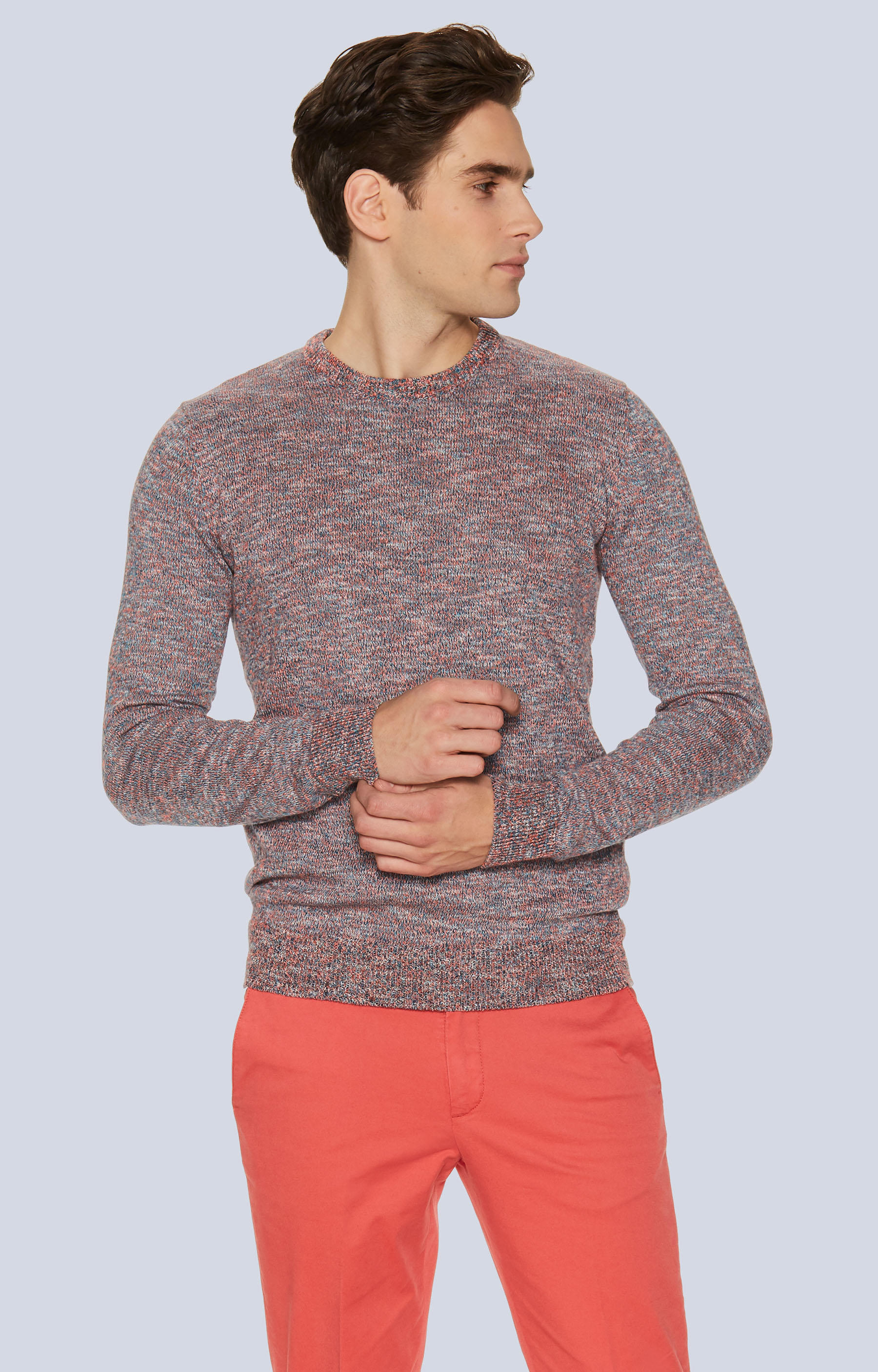 Lekki sweter z melanżowej dzianiny