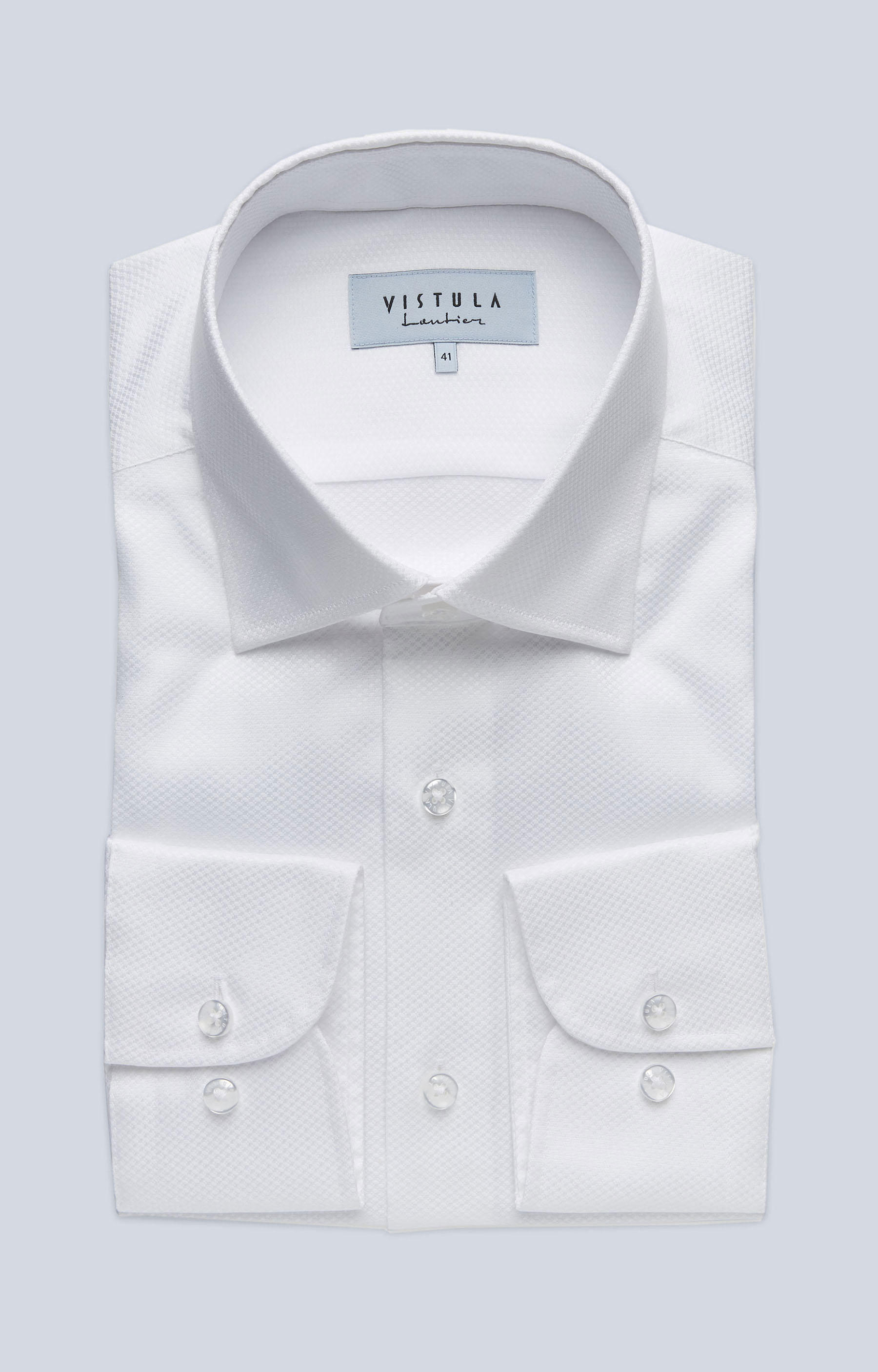 Koszula w strukturalny wzór z półwłoskim kołnierzem - 4