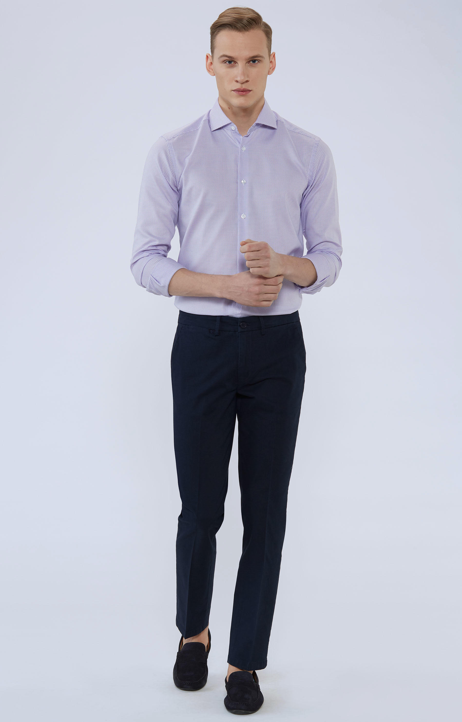 Koszula w mikrowzór z włoskim kołnierzem