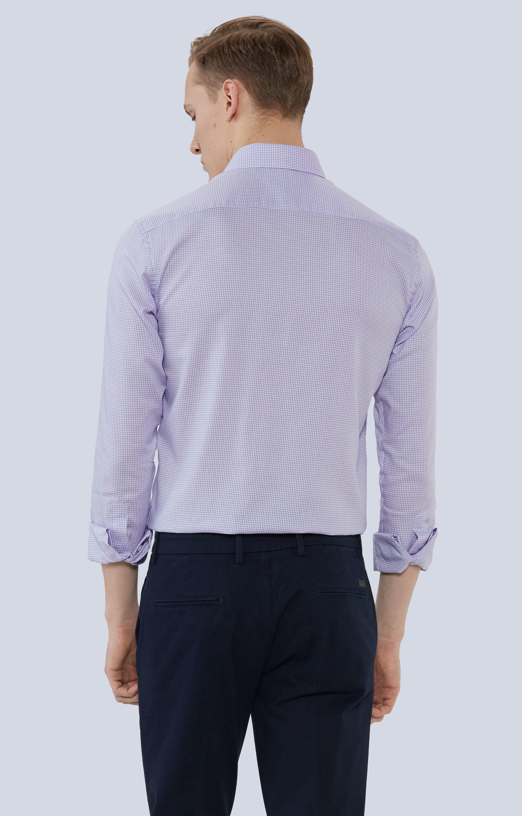 Koszula w mikrowzór z włoskim kołnierzem - 3