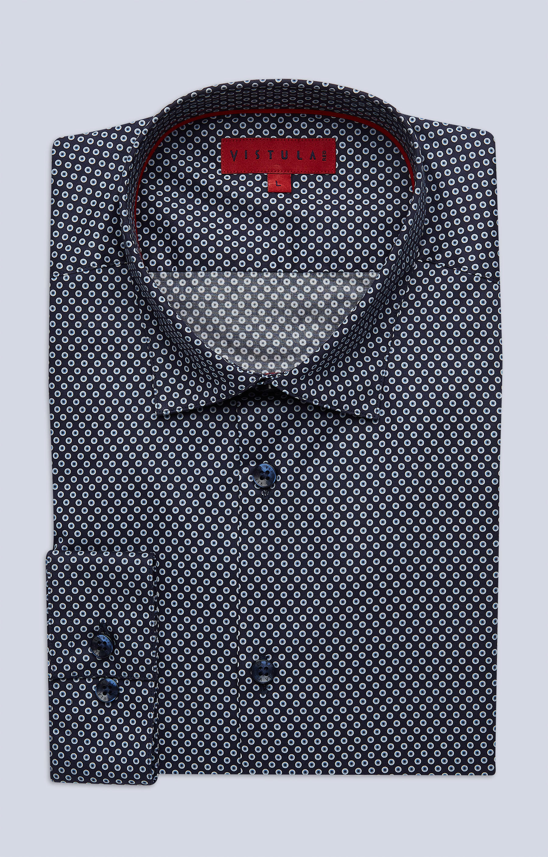 Dopasowana koszula z geometrycznym wzorem, kołnierz kryte button-down - 3